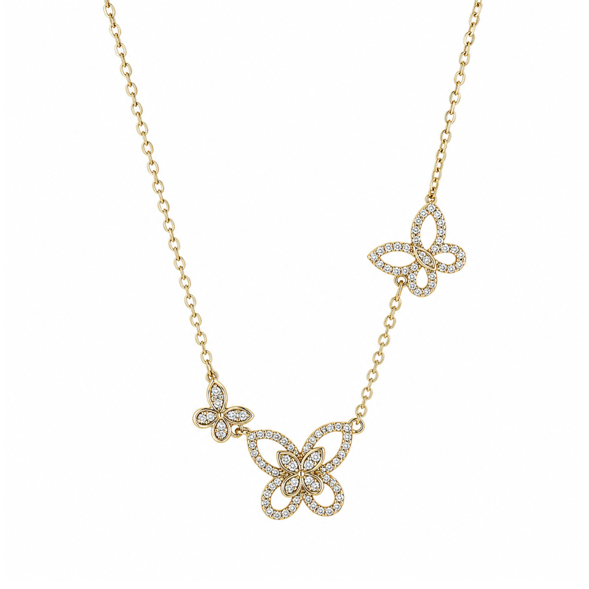 Private label butterfly dance necklace featuring a delicate butterfly pendant on a silver chain.