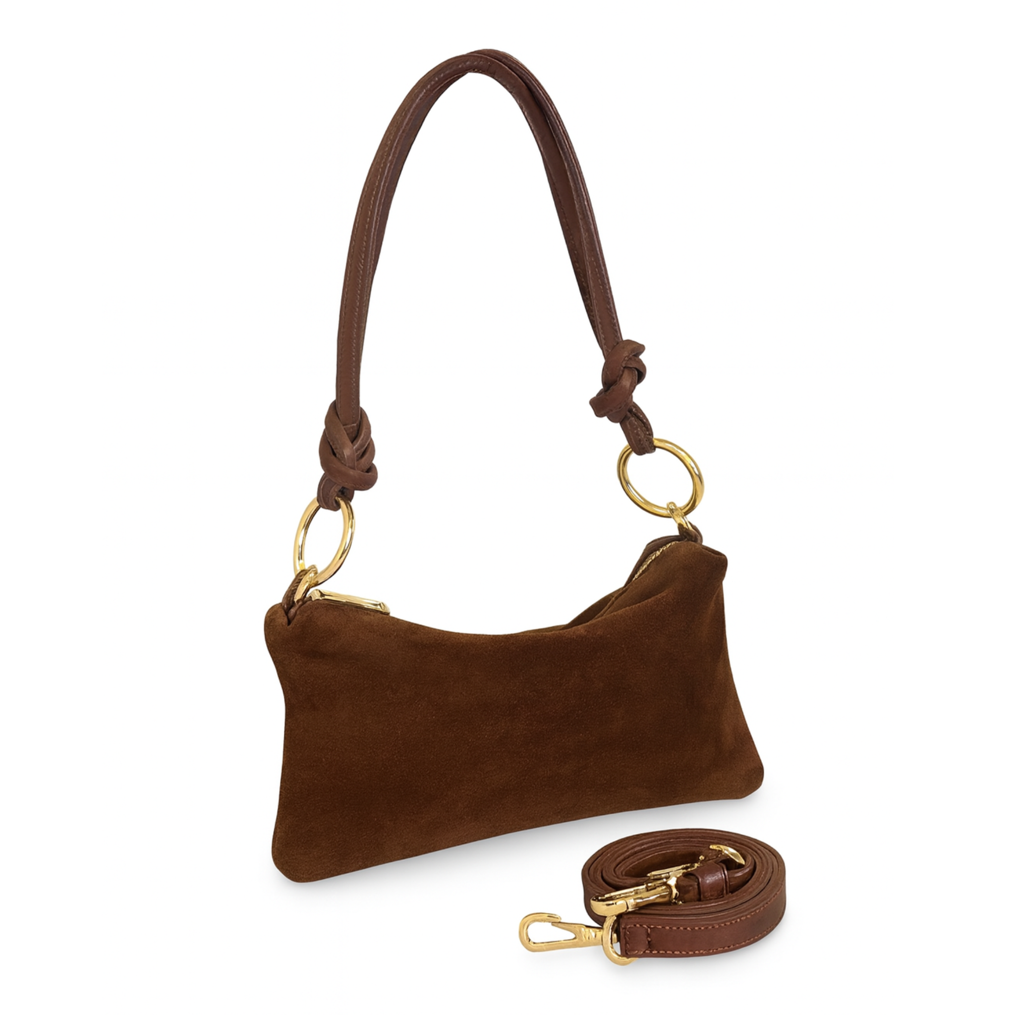 Suede Knotted-Handle Shoulder Bag