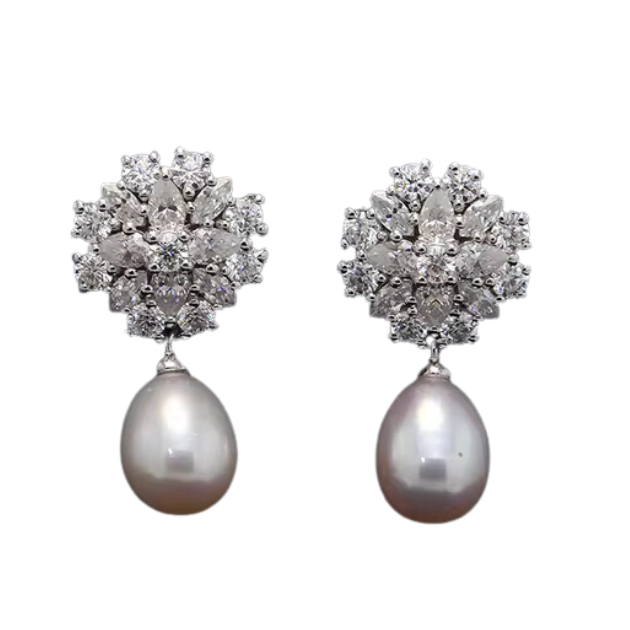 Single pearl diamond drop earring