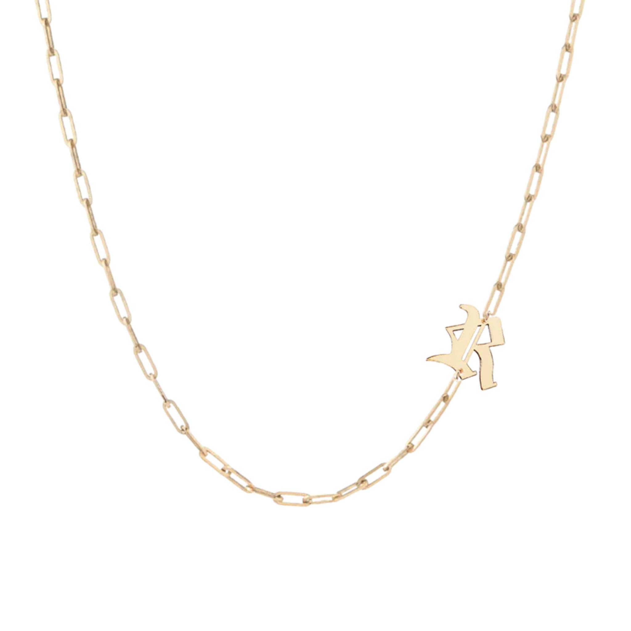 Noah Gothic Side Initial Paperclip Necklace