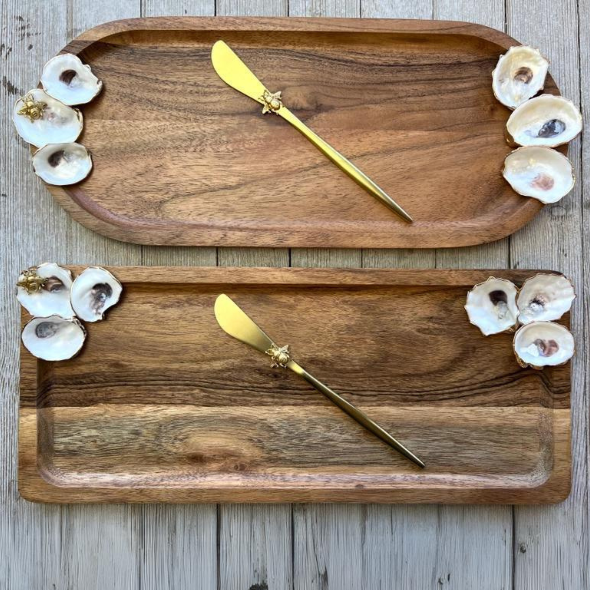 Wood Tray with Oysters