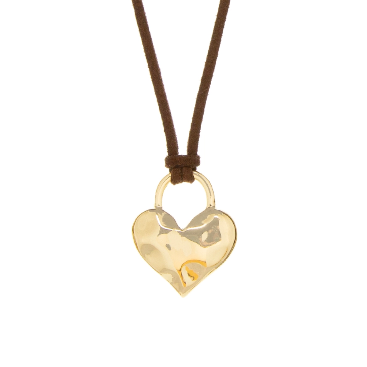 Textured Puffy Heart Suede Adjustable Necklace