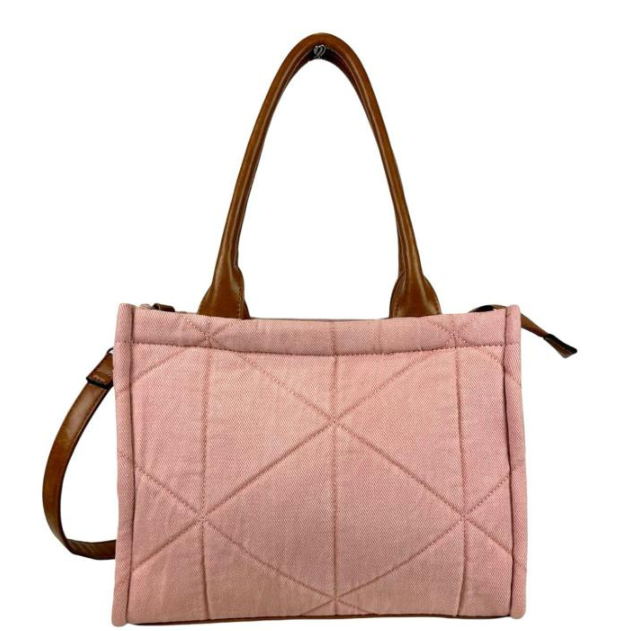 Quilted Canvas Bag with Long Handles and Back Pocket