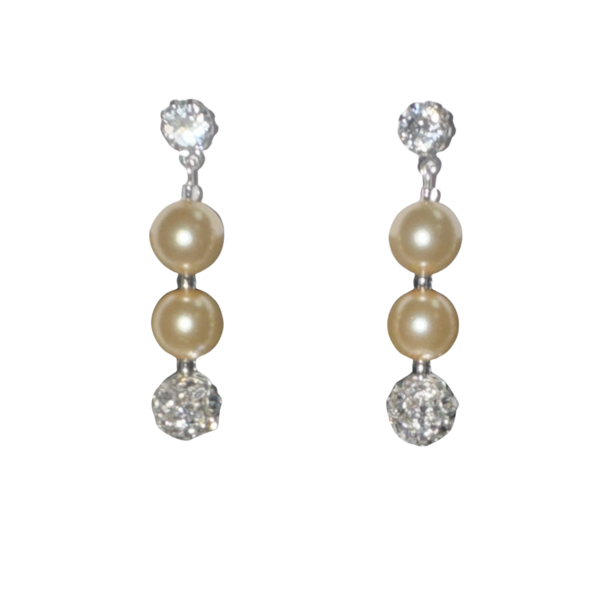 Double pearl and diamond drop earring