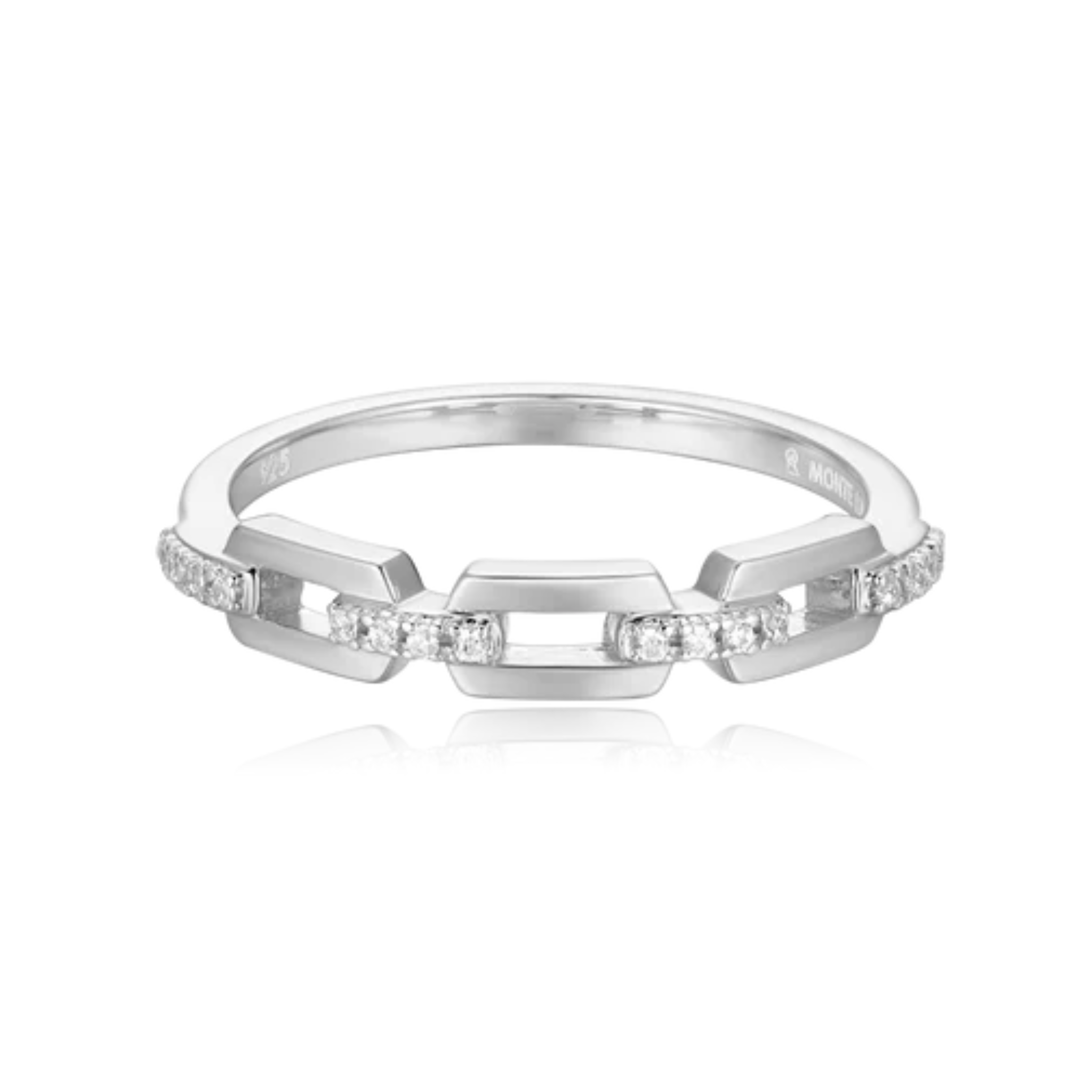 Mini-link Stackable Ring in Rhodium Plated Sterling Silver