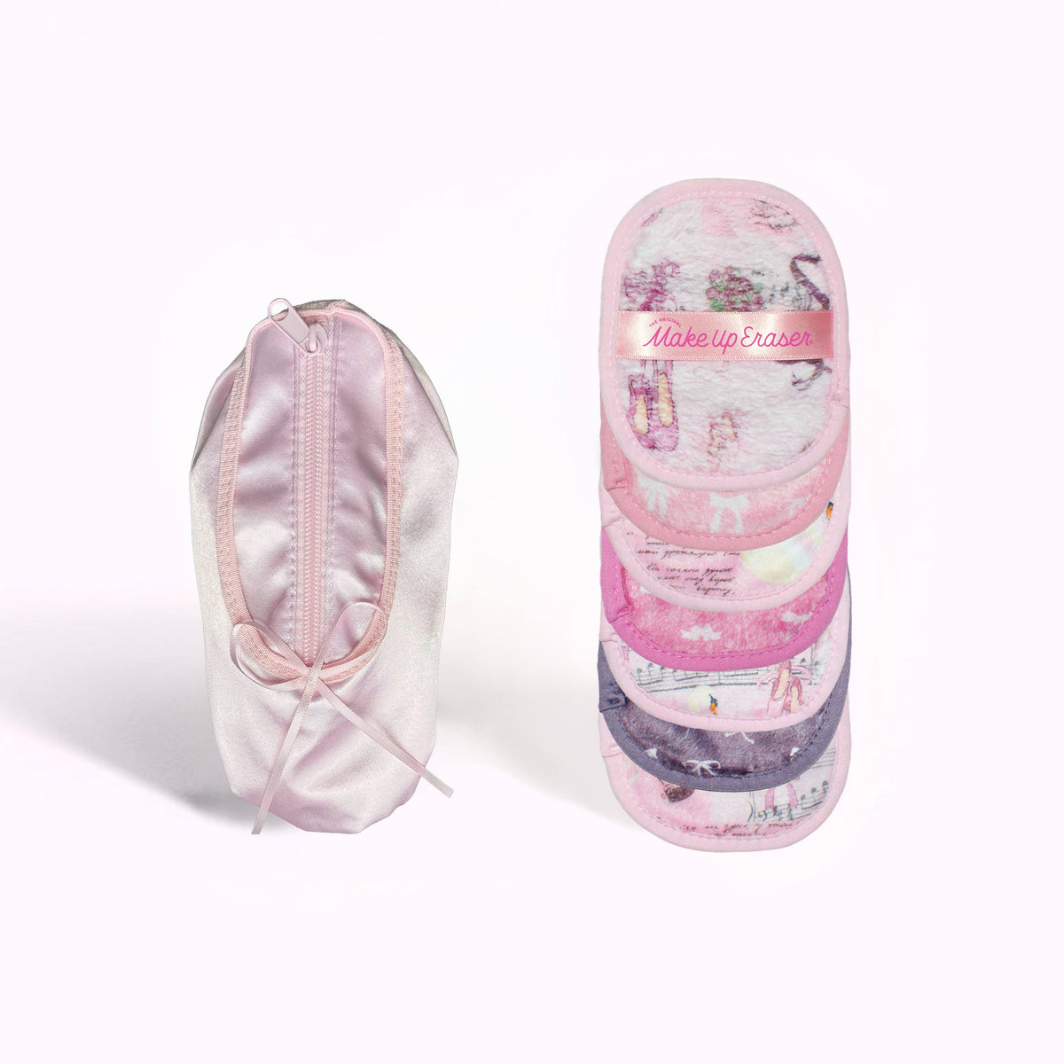 The Original MakeUp Eraser Ballet Core 7-Day Skincare Gift Set with reusable cloths and accessories for skincare routines.