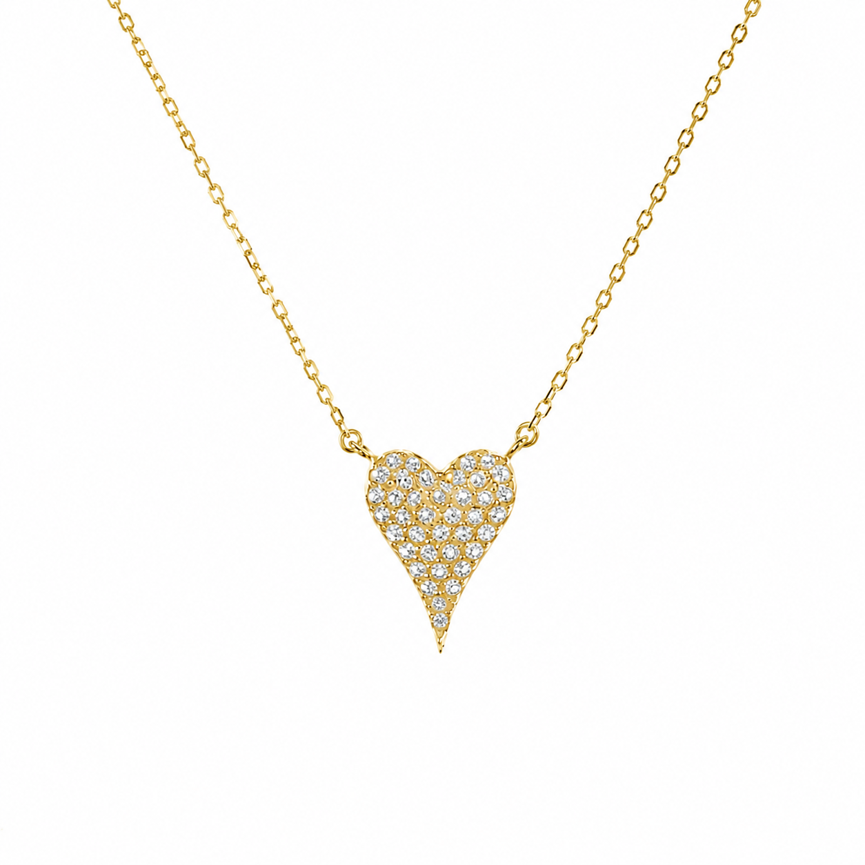 10MM Pave Heart Sterling Silver Necklace - N1574B