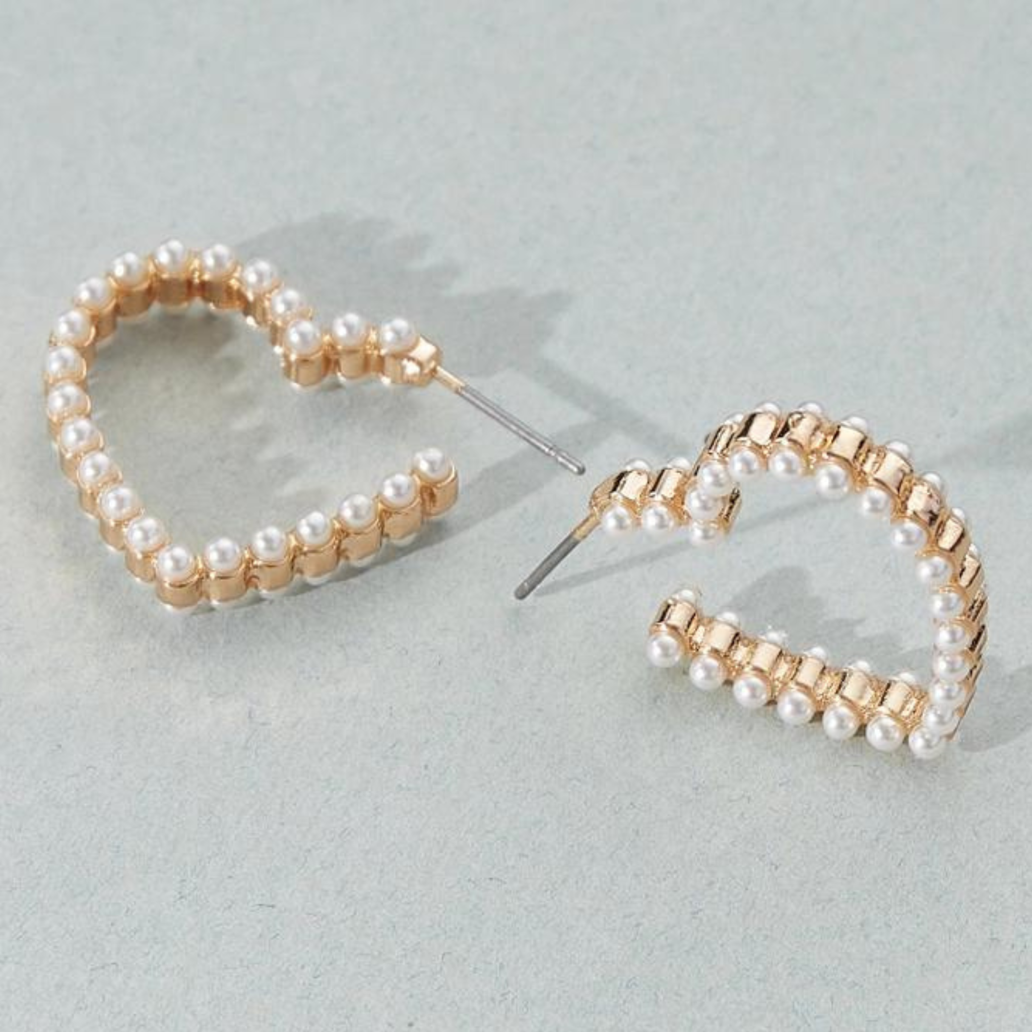 Heart Pearl Hoop Earrings