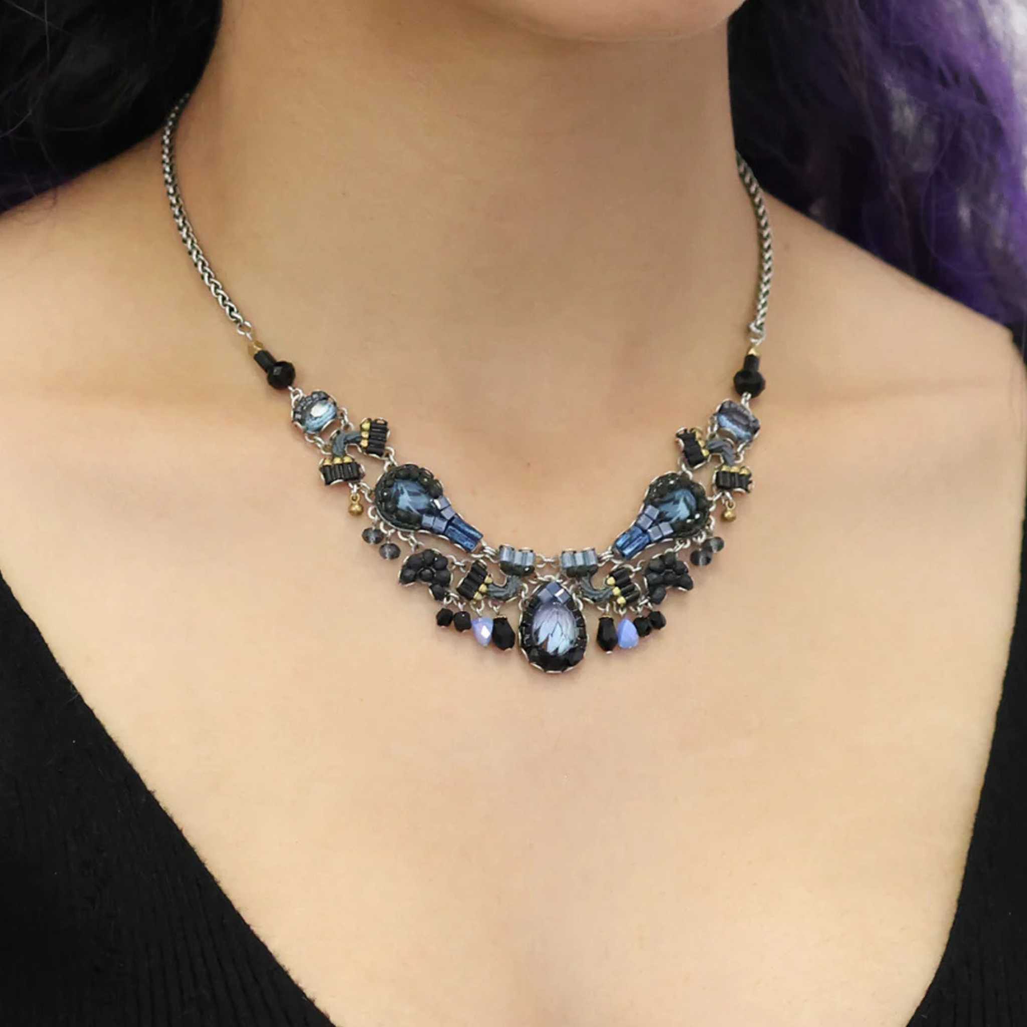 Indigo Summits Set, Silverwave Necklace