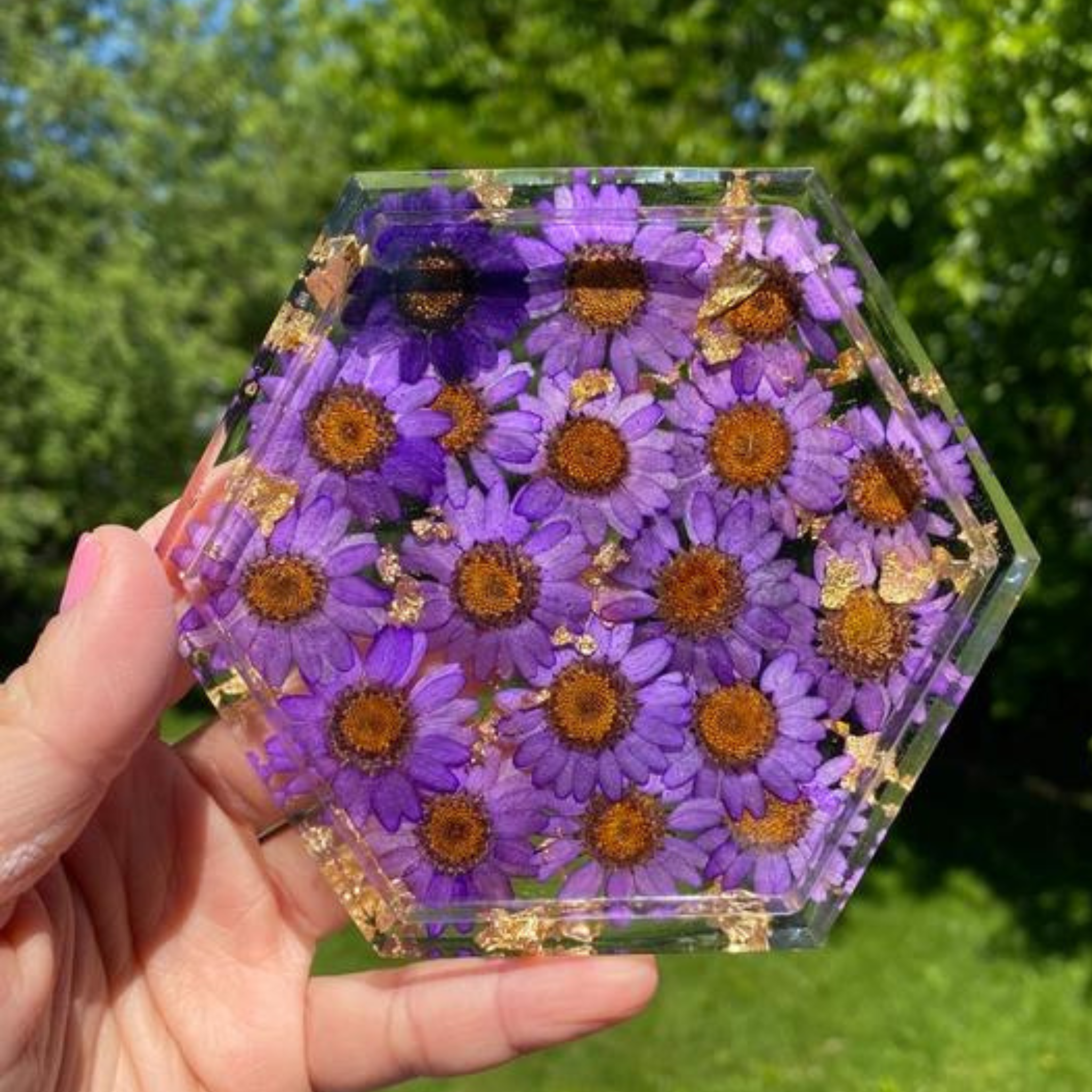 Resin Floral Coaster/ Jewelry Tray/ Soap Dish