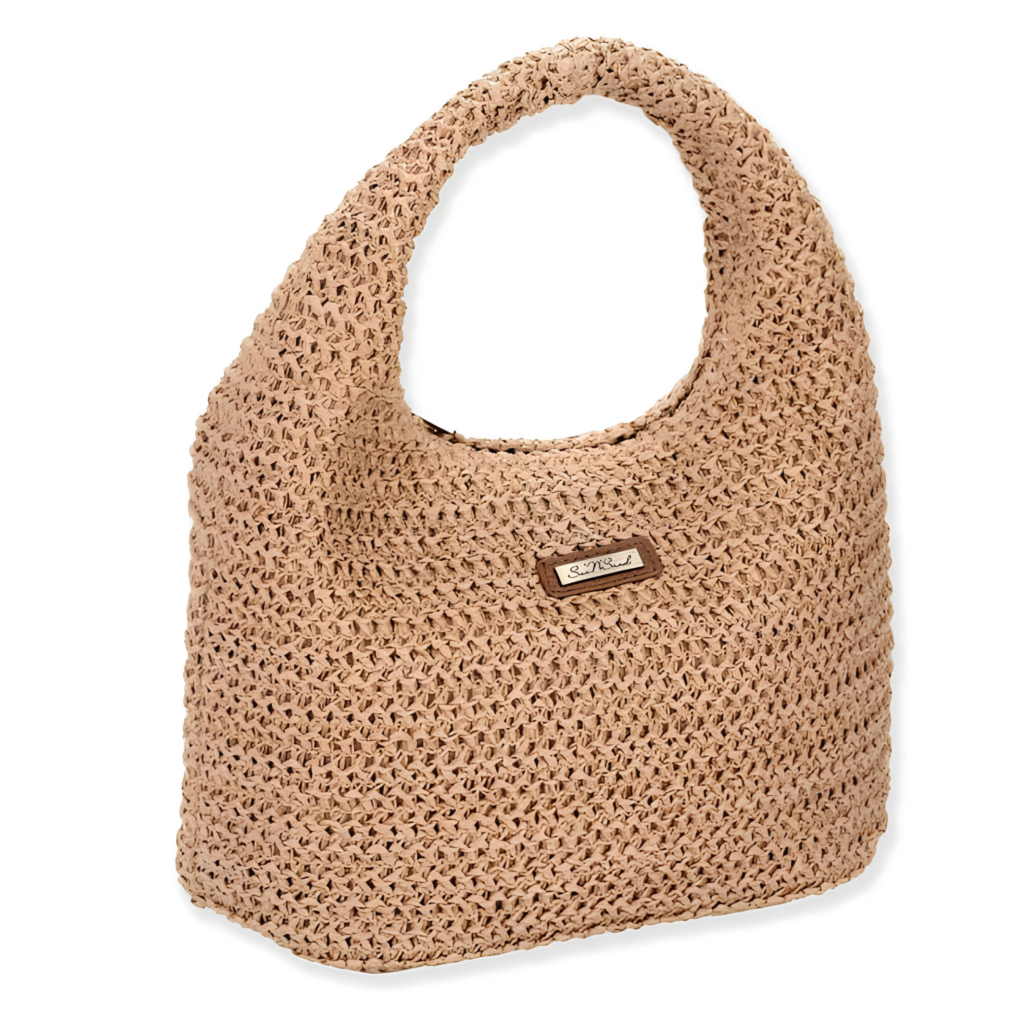 Sun n Sand Willow Straw Clutch Shoulder Bag with woven design and compact size, perfect for casual or summer outings.