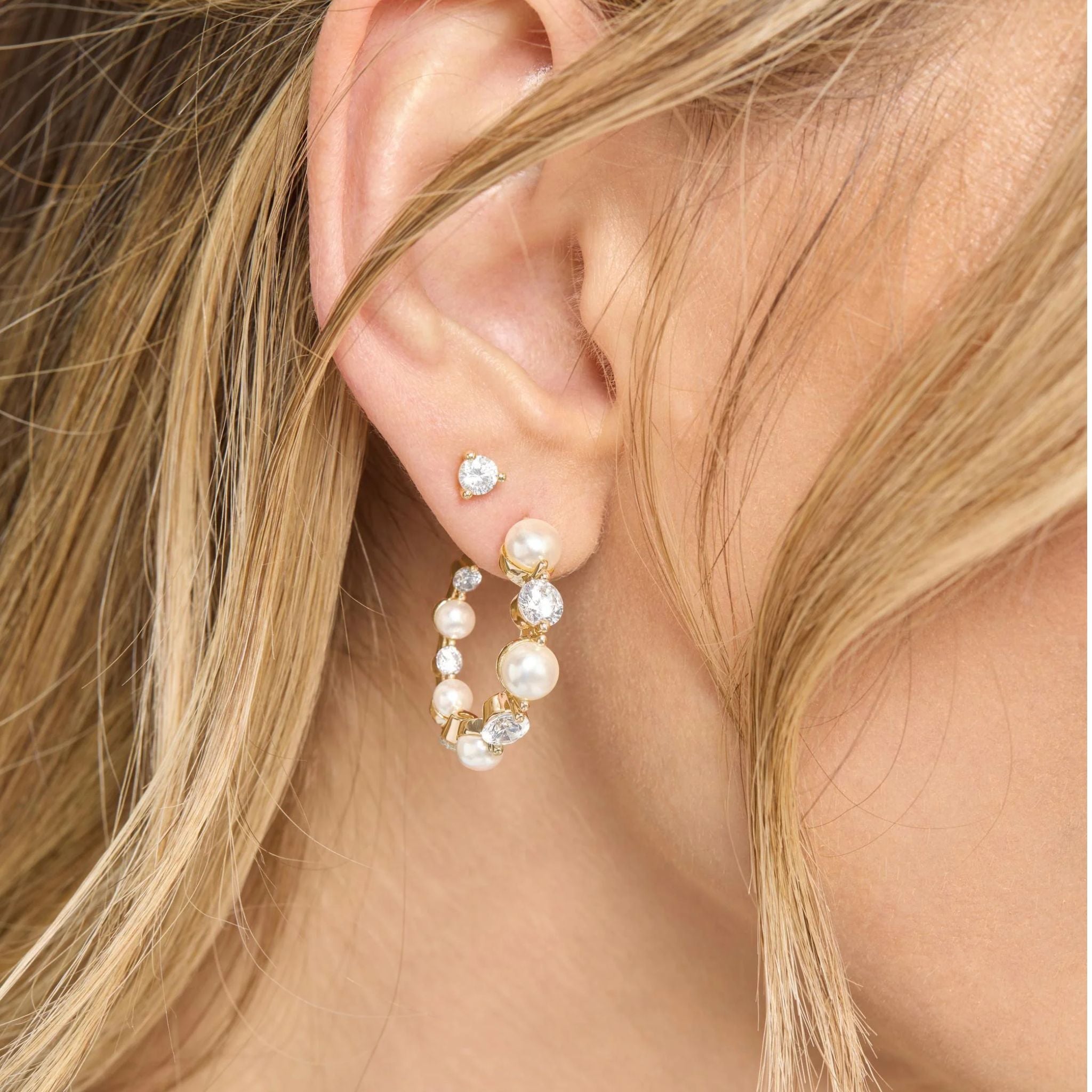 She's an Icon Pearl Hoops 1"