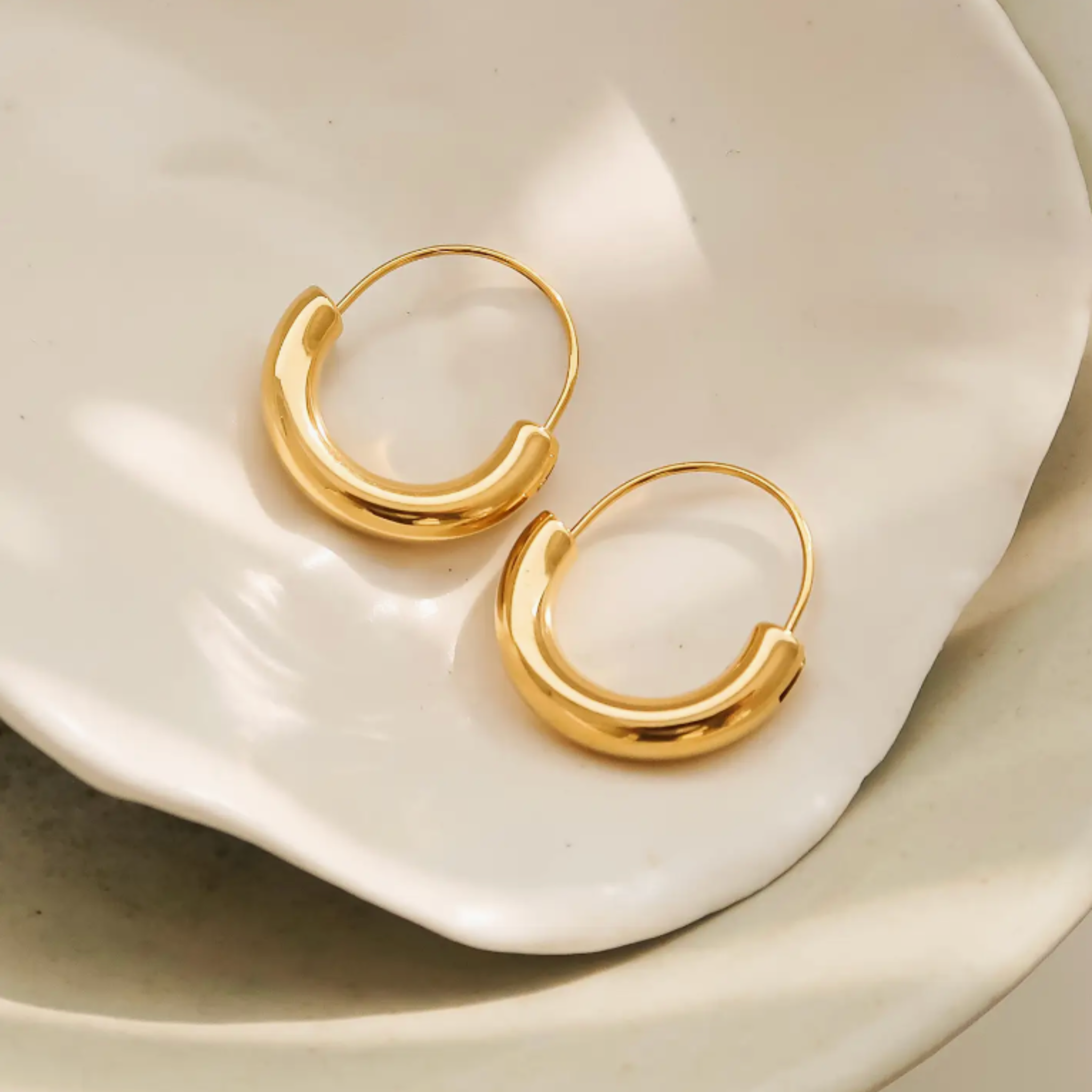 Mackenzie 18K Non-Tarnish U-Shape Hoop Earring