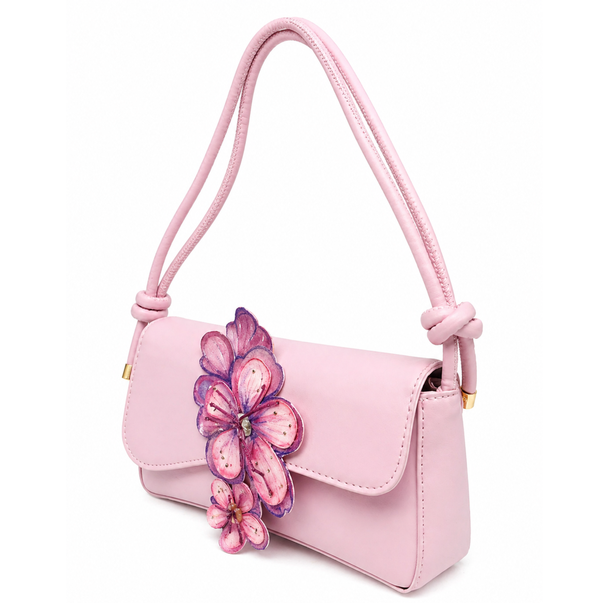 Gianna Valente Blush Botanica shoulder bag with floral pattern and beige strap, stylish accessory for everyday use.