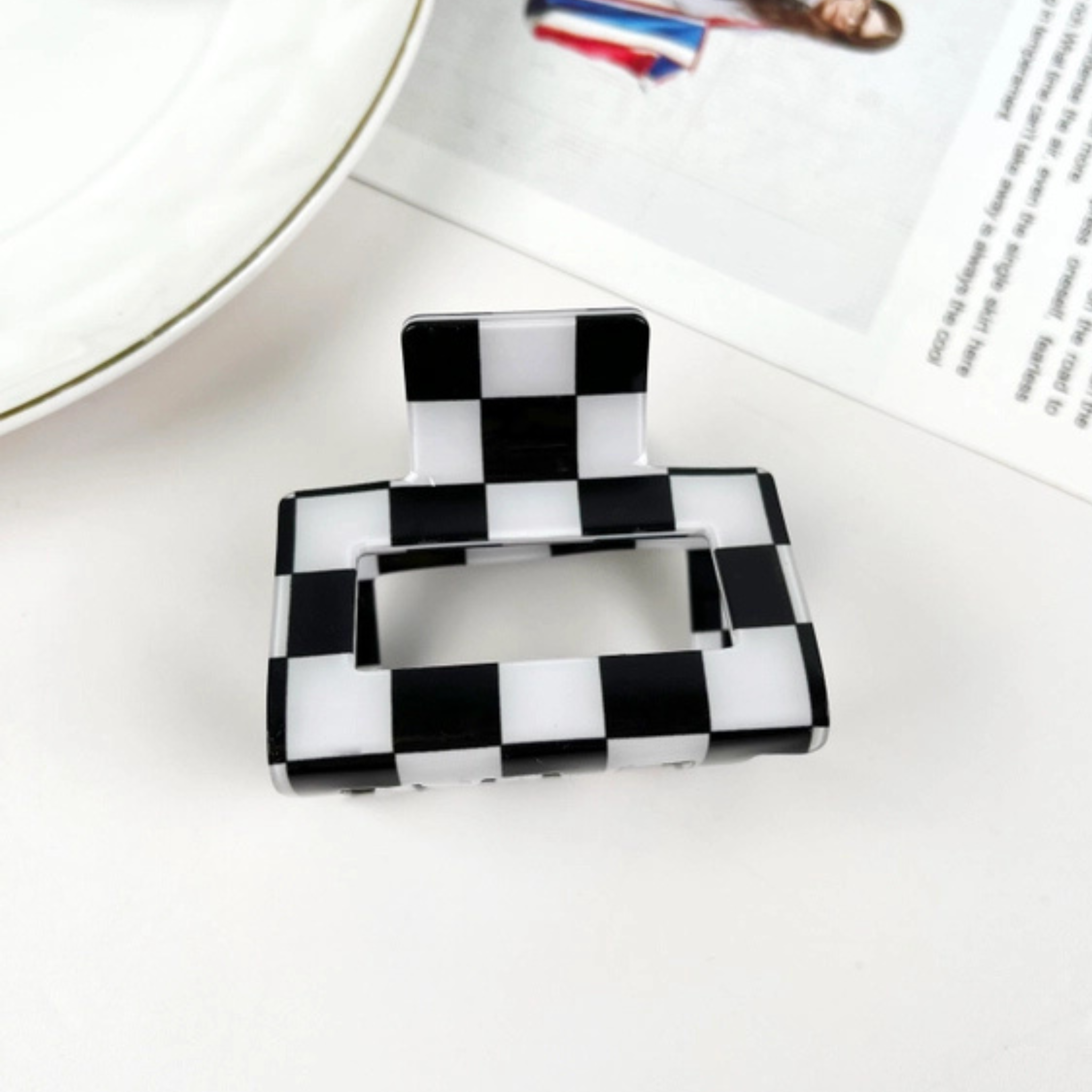 Colorful Checkerboard Hair Clip Small Square Claw Clips