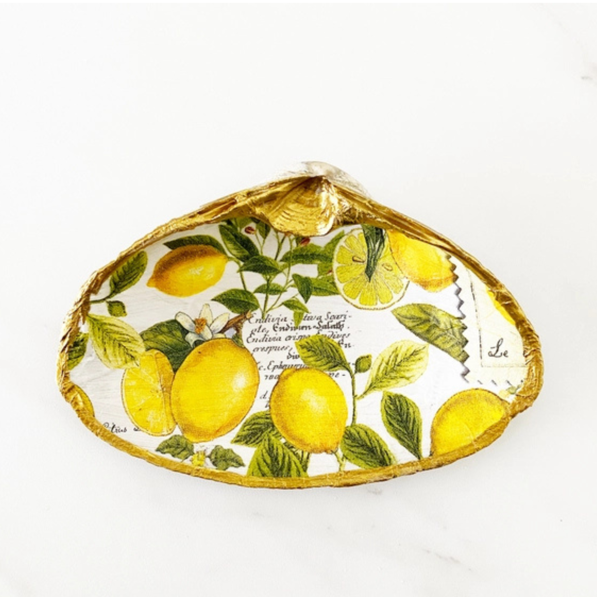 Lemon Yellow Clam Shell Trinket Dish