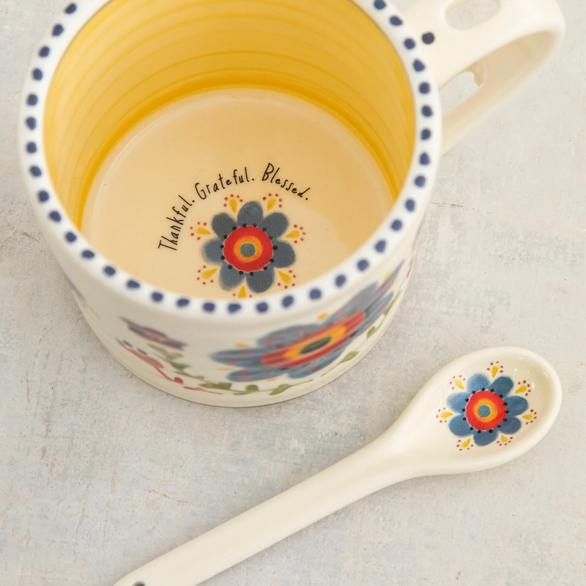 Hazel Mug & Spoon Set - Thankful Grateful Blessed