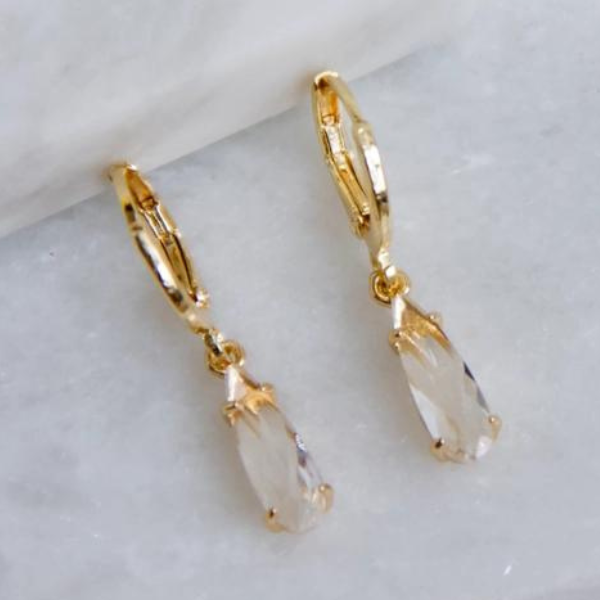 Crystal Teardrop Huggie Earrings