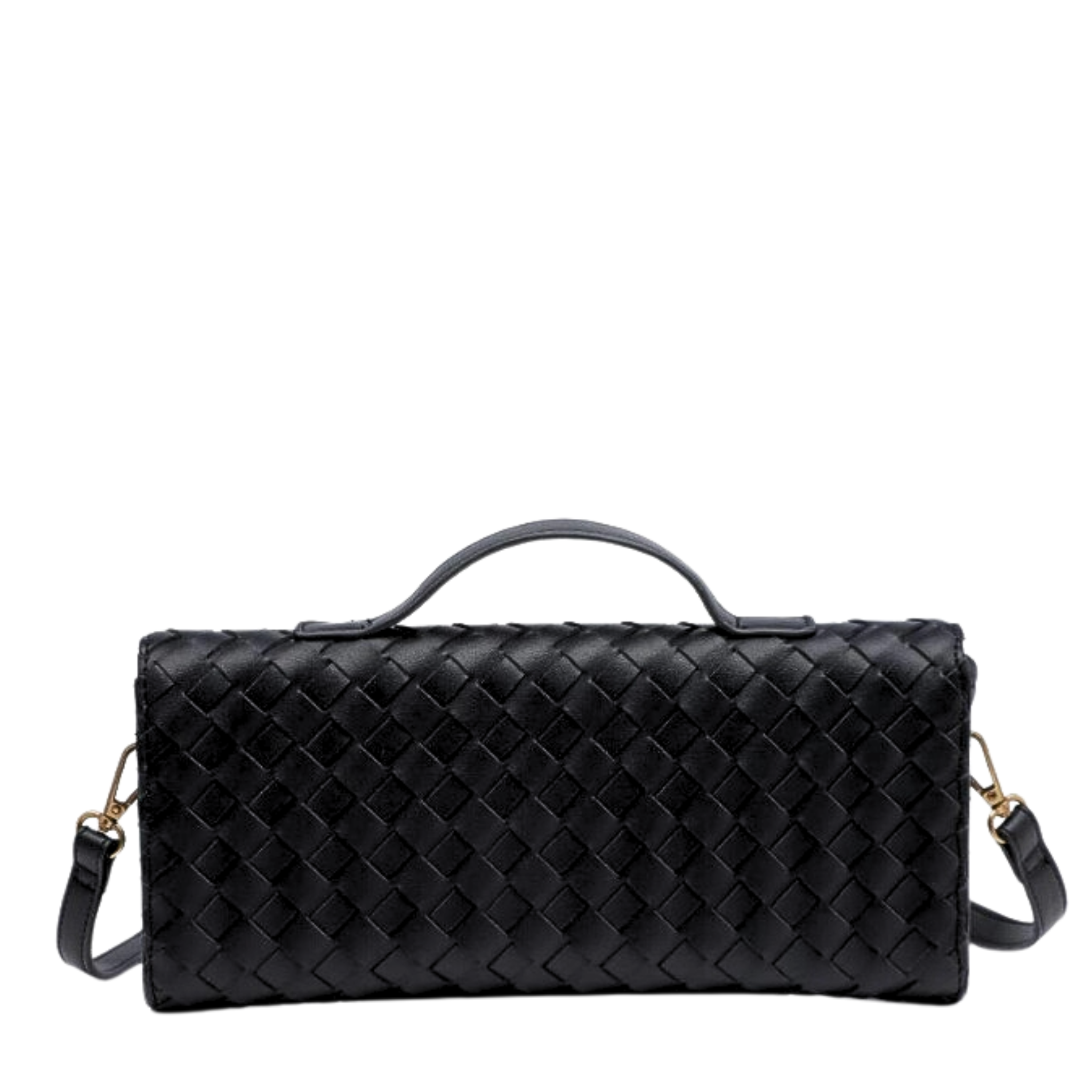 Ada Top Handle Woven East West Clutch Crossbody