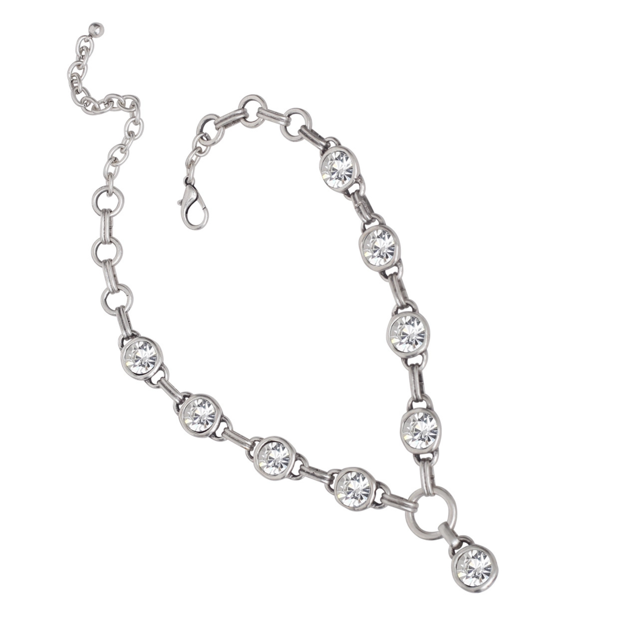 Chanour Aura Eyes Crystal Pewter Necklace featuring a detailed pendant with crystal accents and pewter chain.