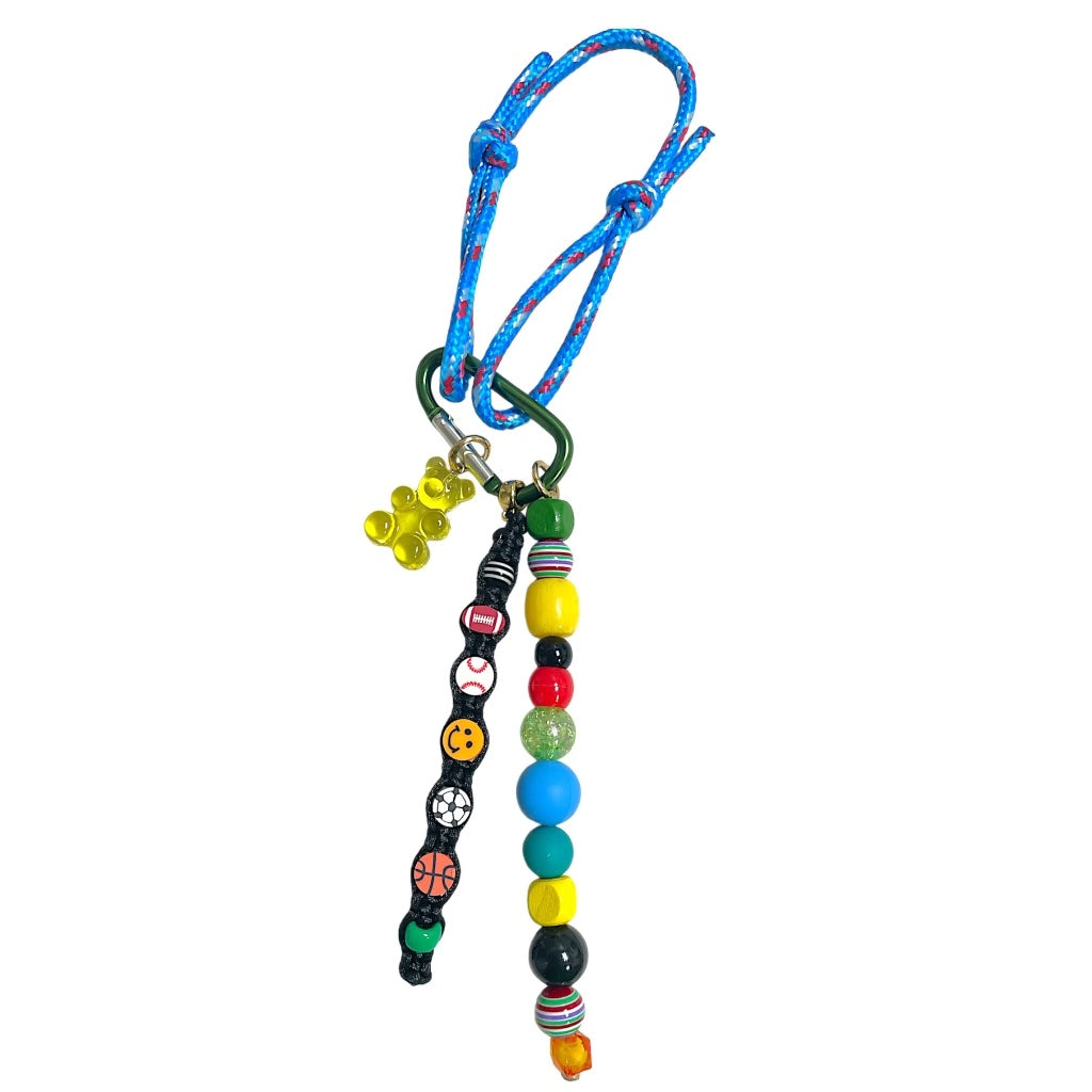 Eclectic Bungee Rope Beaded Bag Charm