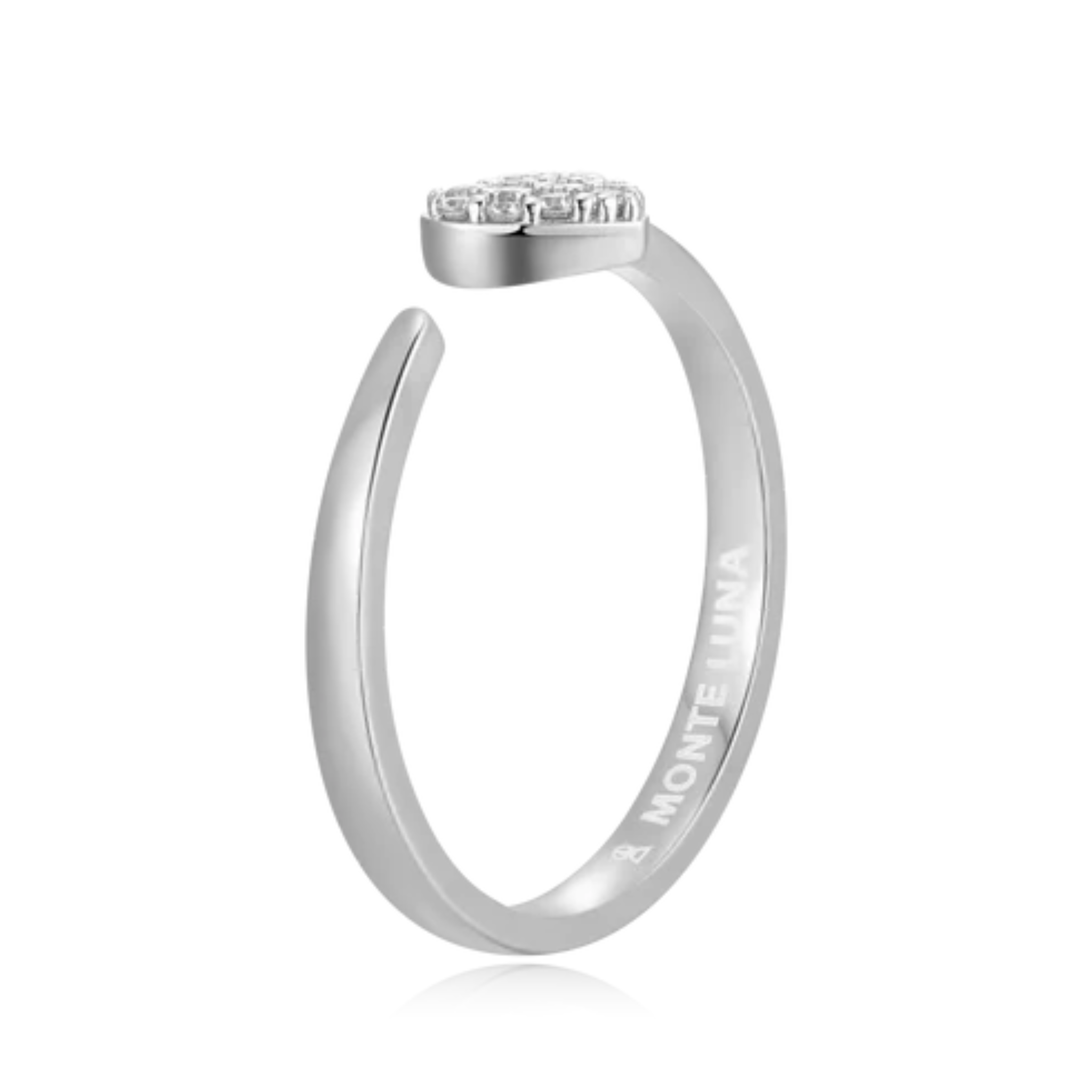 Mini-Heart Bypass Ring in Rhodium Plated Sterling Silver