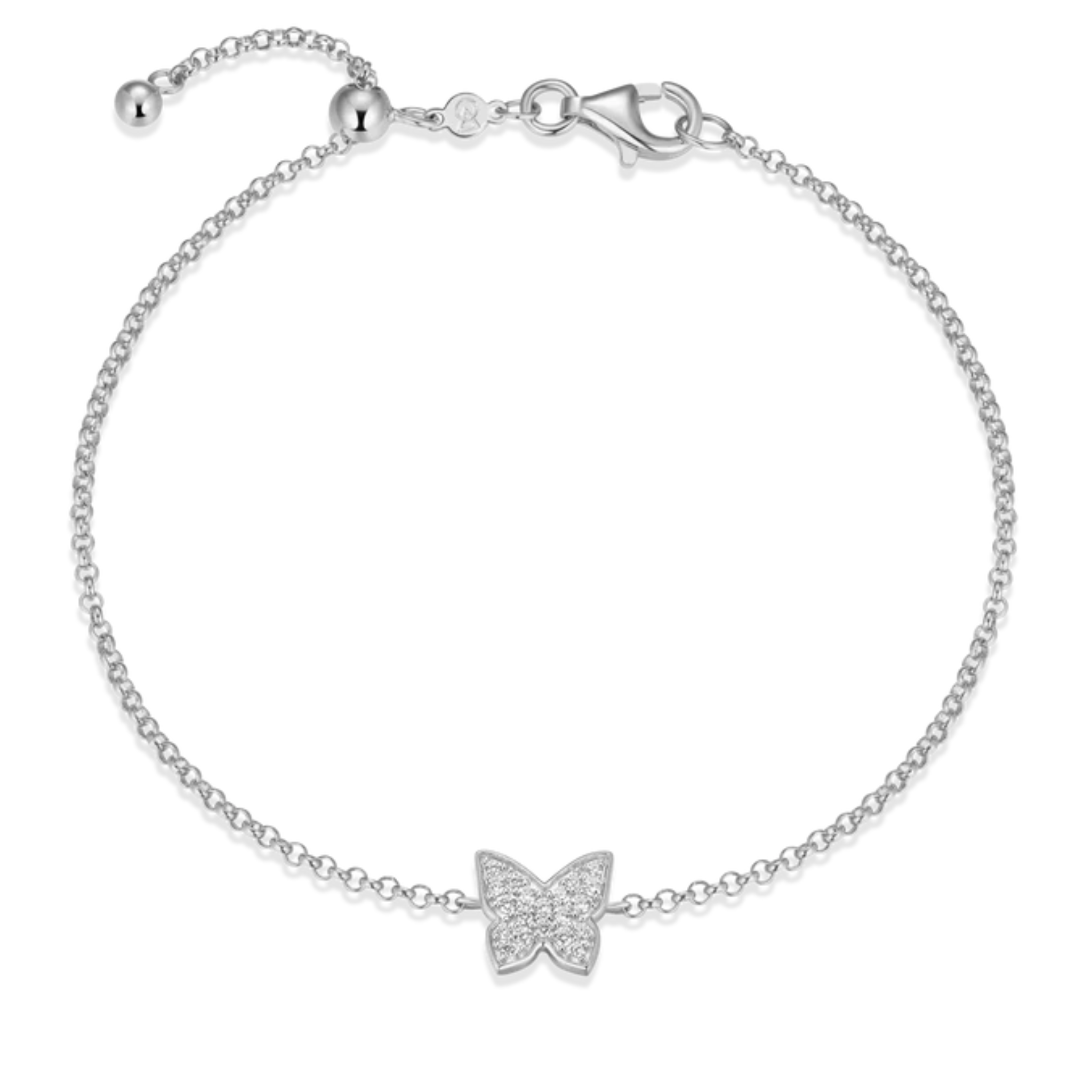 Butterfly Bolo Bracelet in Rhodium Plated Sterling Silver