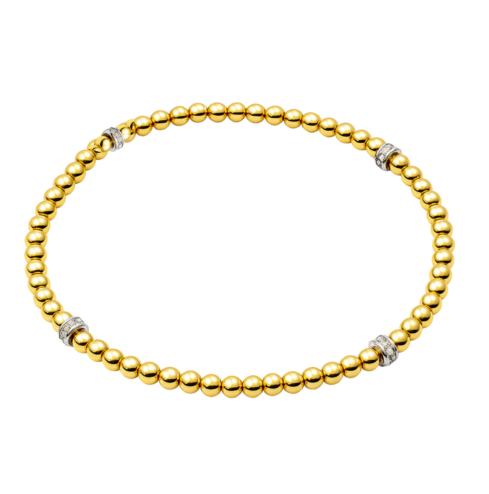 Gold Beaded Bracelets w/ Silver CZ Spacers
