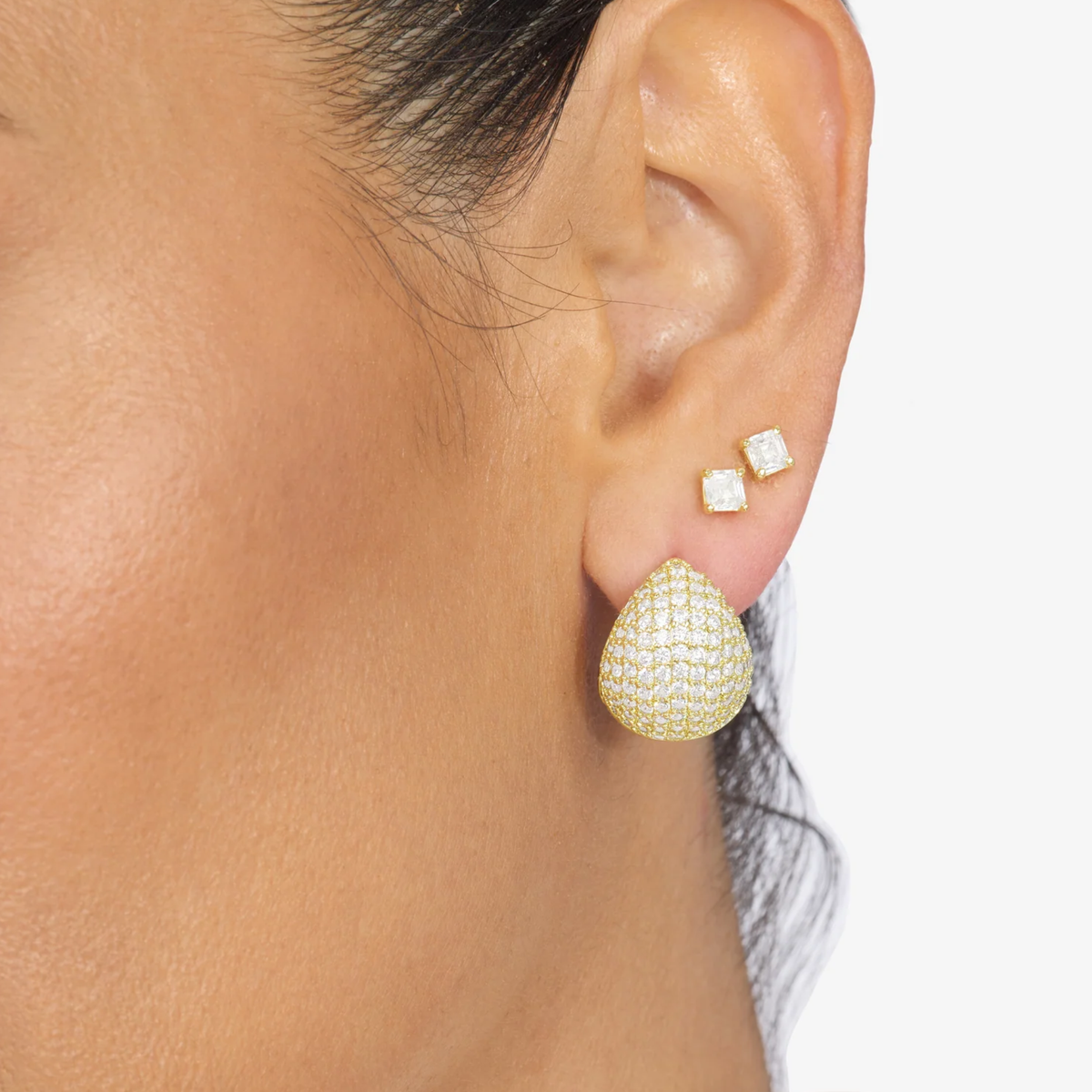 Norah Pavé Earrings - Gold/White Diamondettes