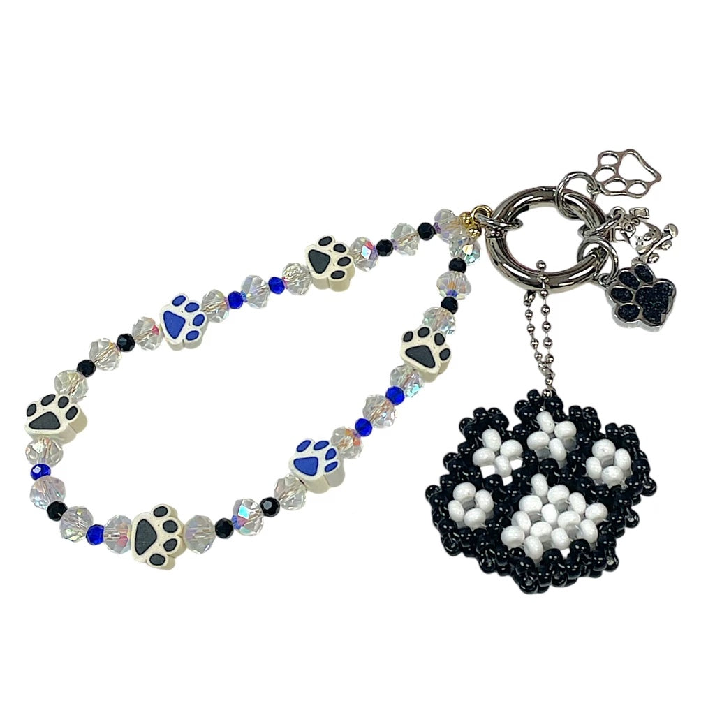 Beaded Paw Print Bag Charm