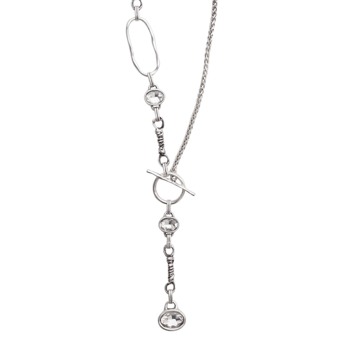 Handmade Y Drop Toggle Crystal Necklace