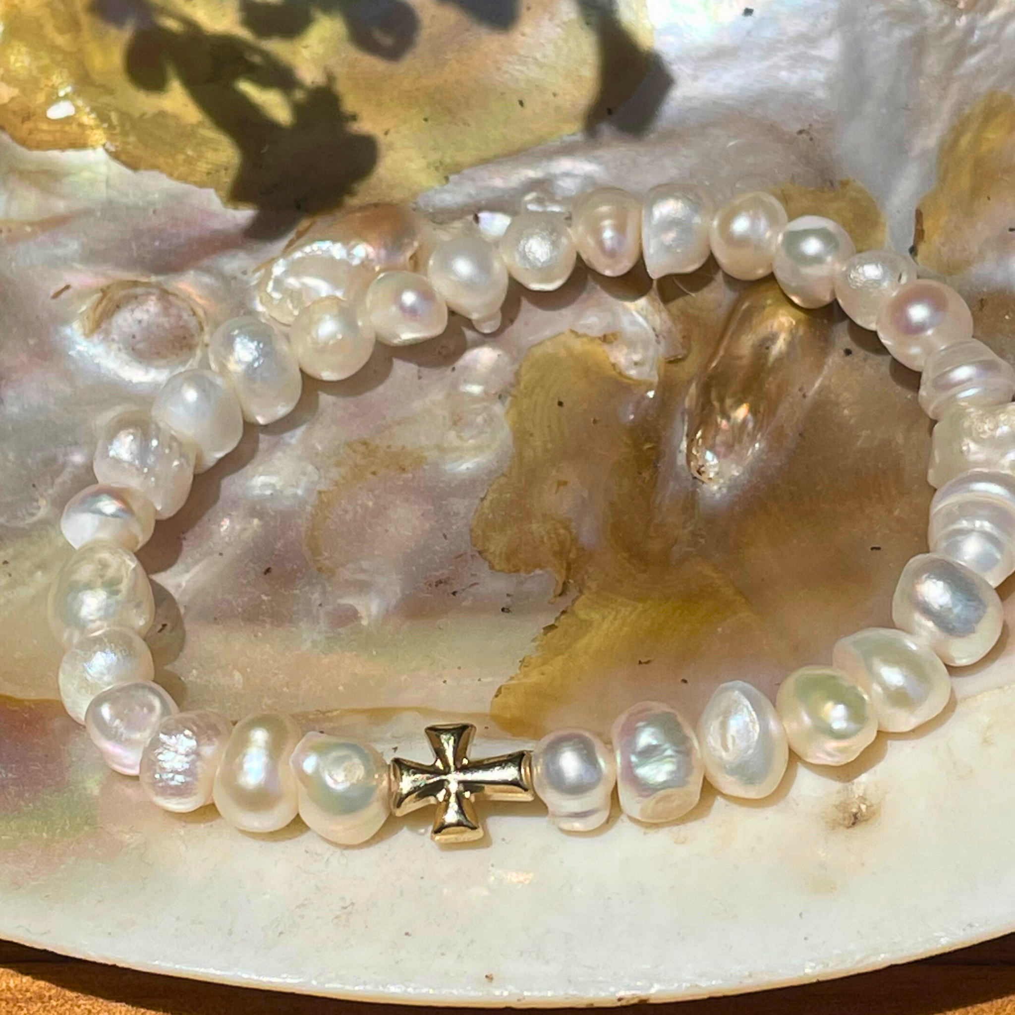 Freshwater Pearl & Cross Bracelets