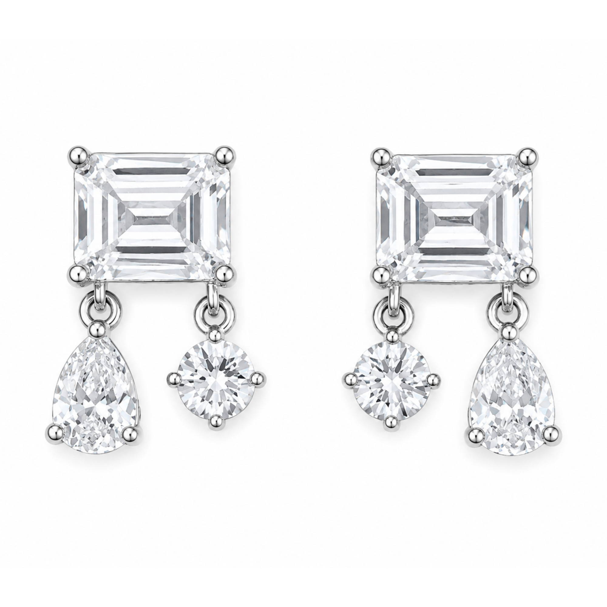 Double Droplet CZ Stud Earring