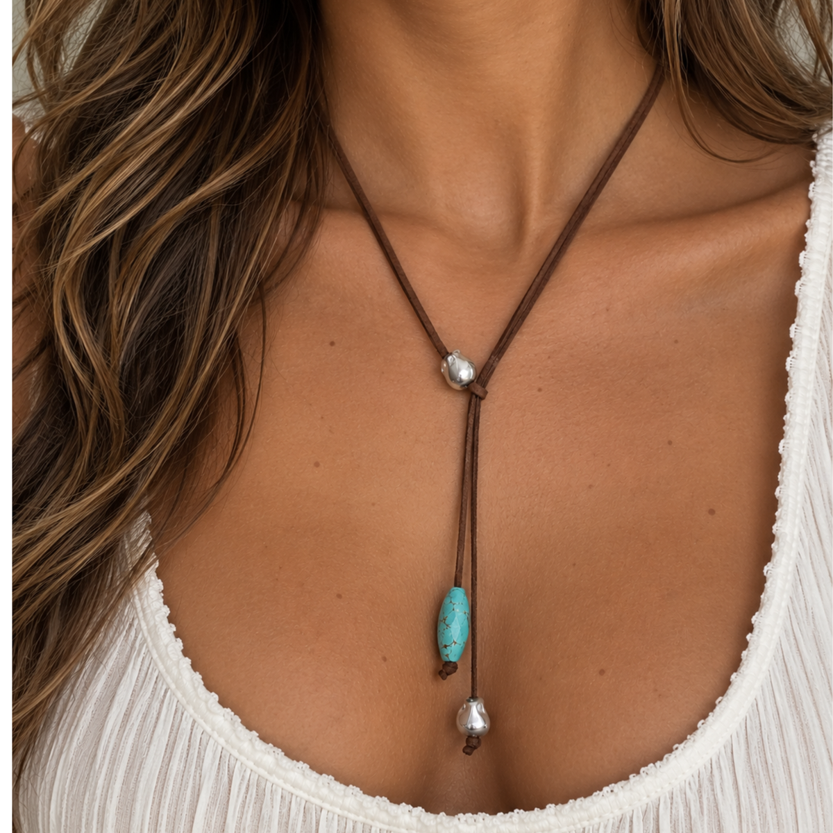 Marlyn Schiff Hayes necklace with a delicate chain design, shown against a clean background