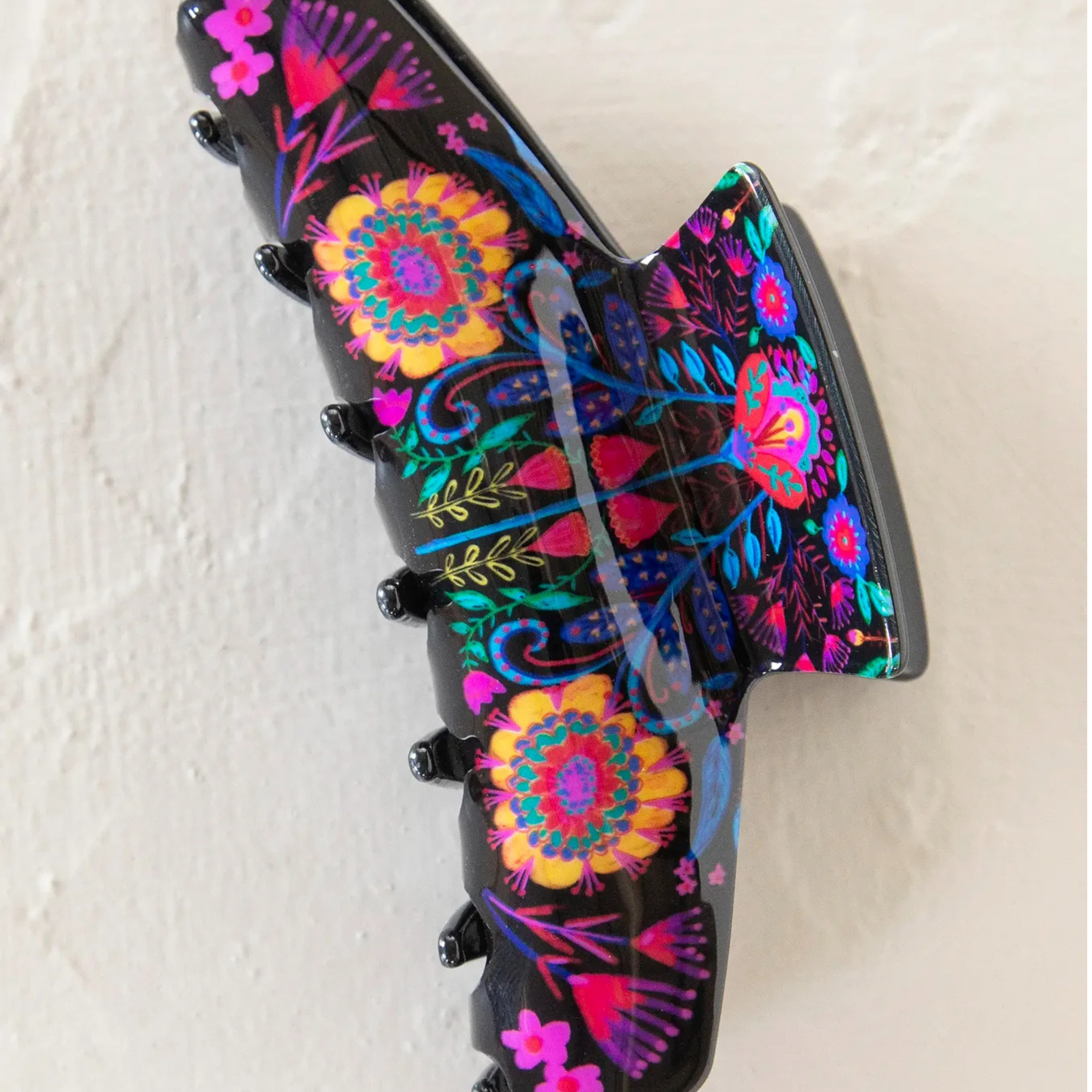 Everyday Hair Claw - Black Folk Flower