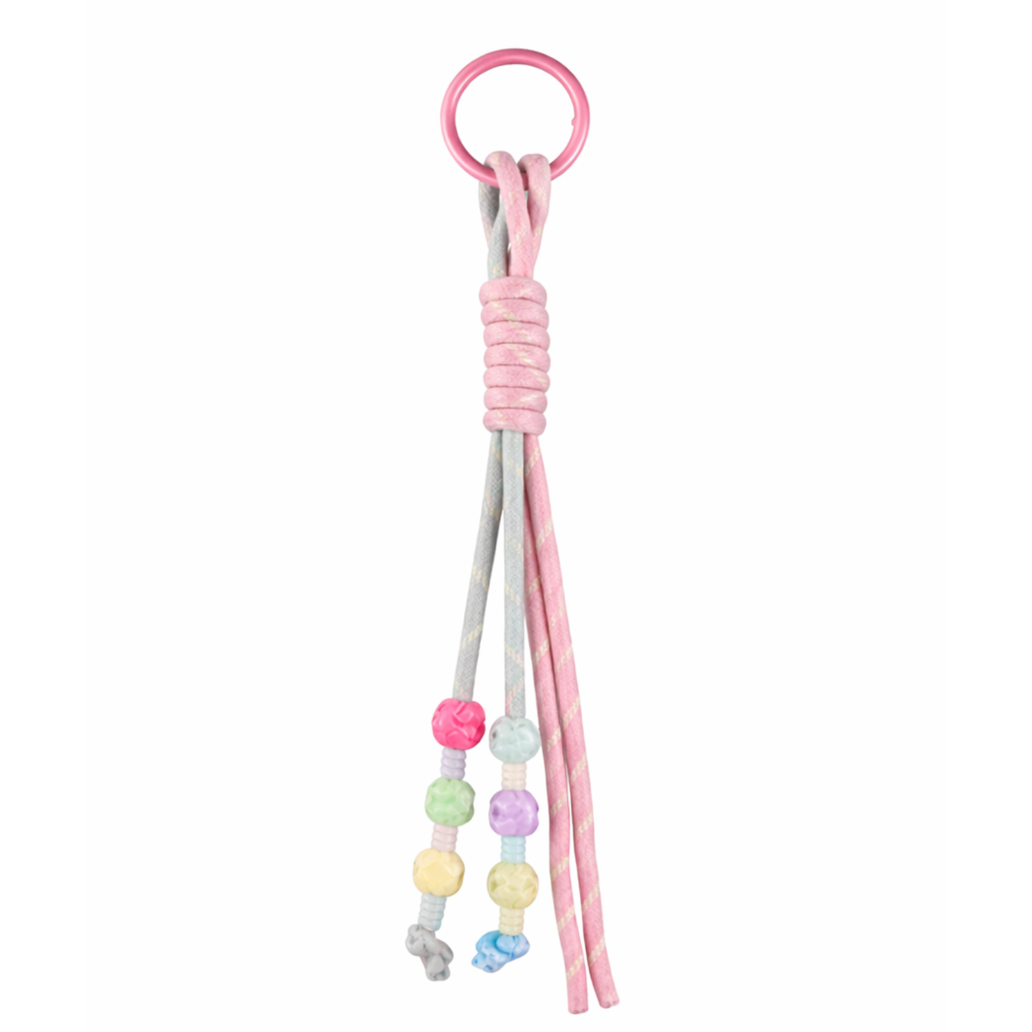 Playful Beaded Knot Rope Bag Charm Keychains