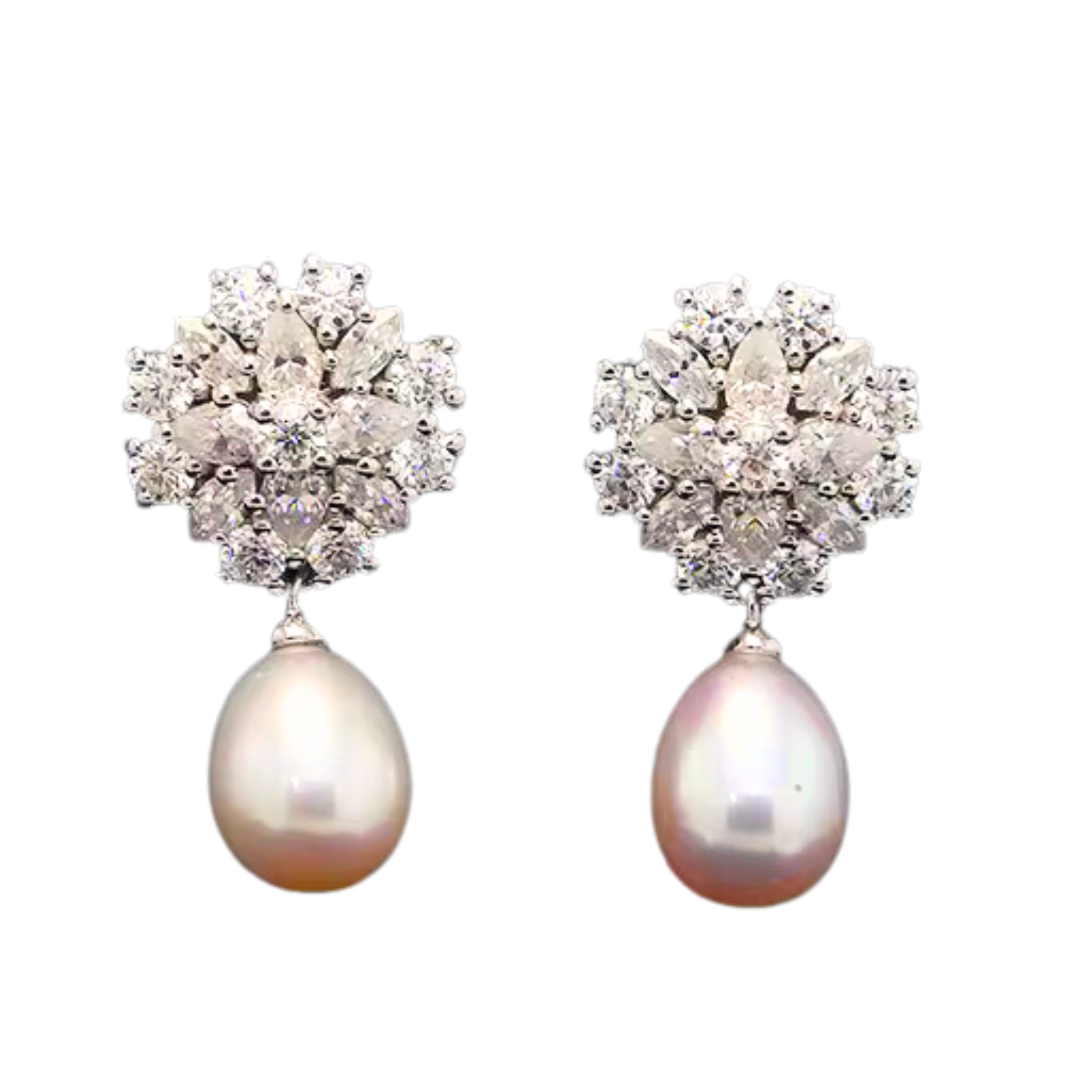 Single pearl diamond drop earring