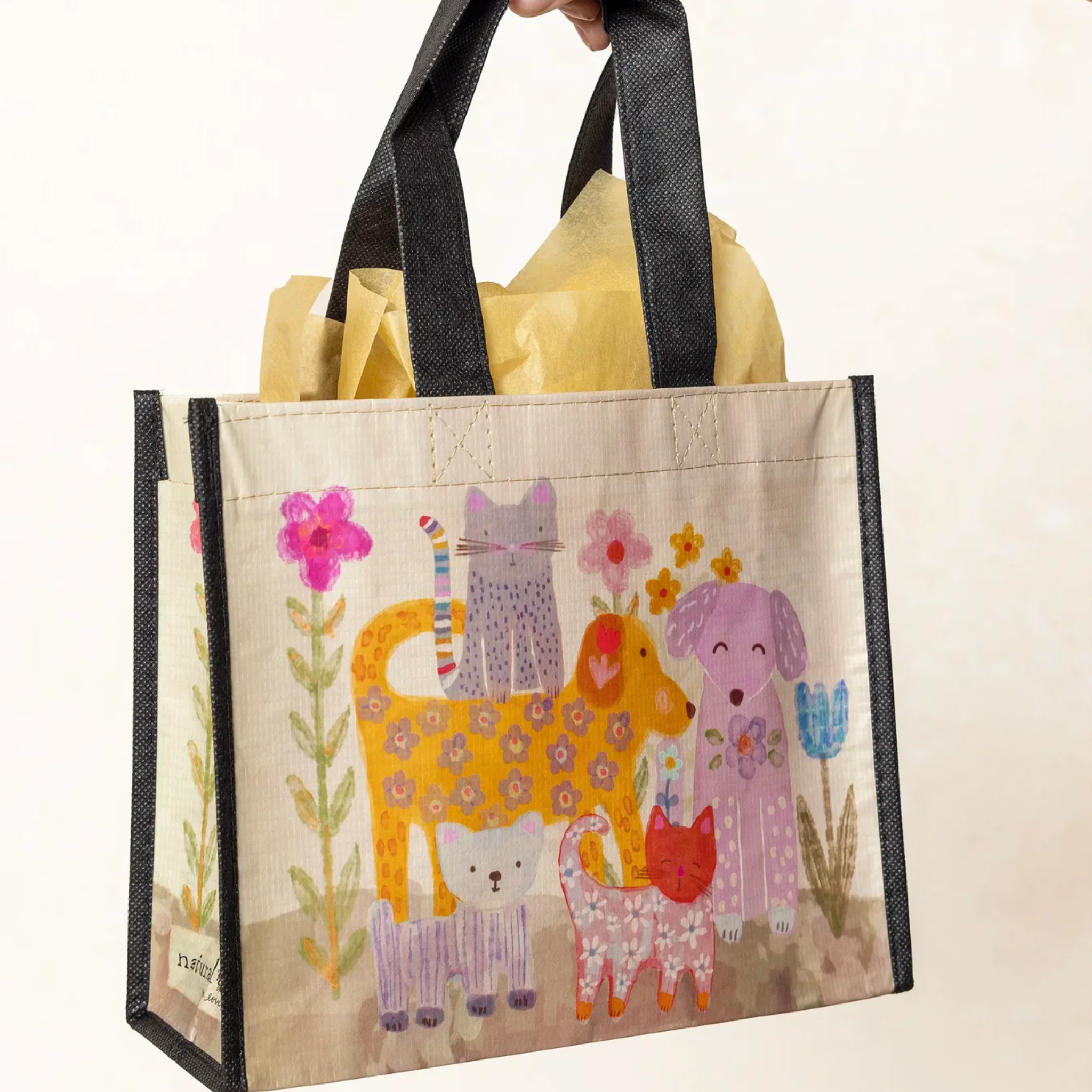 Set of 3 Medium Happy Bags by Natural Life, featuring colorful tote designs and spacious interiors for everyday use.