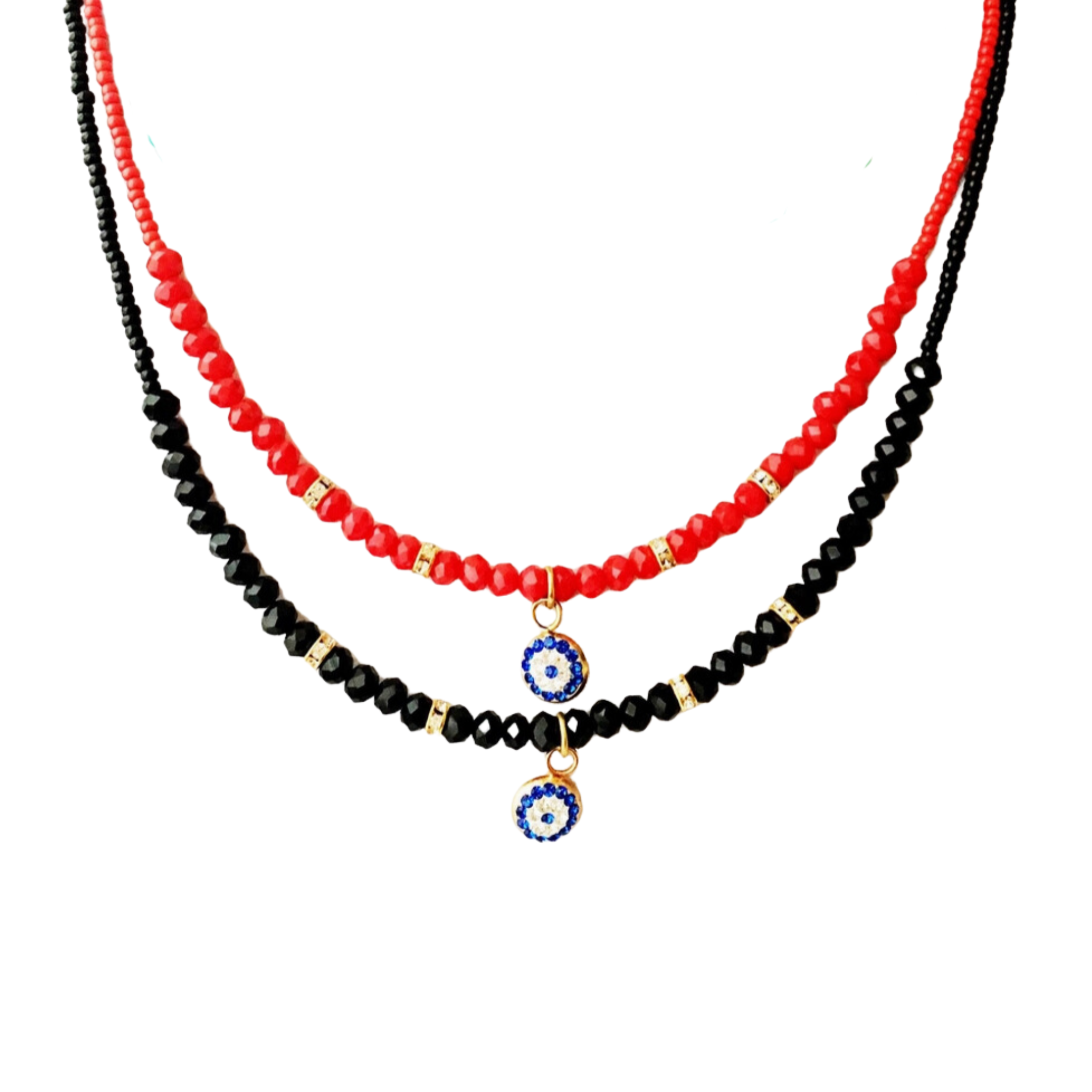 Evil Eye Beaded Charm Necklace