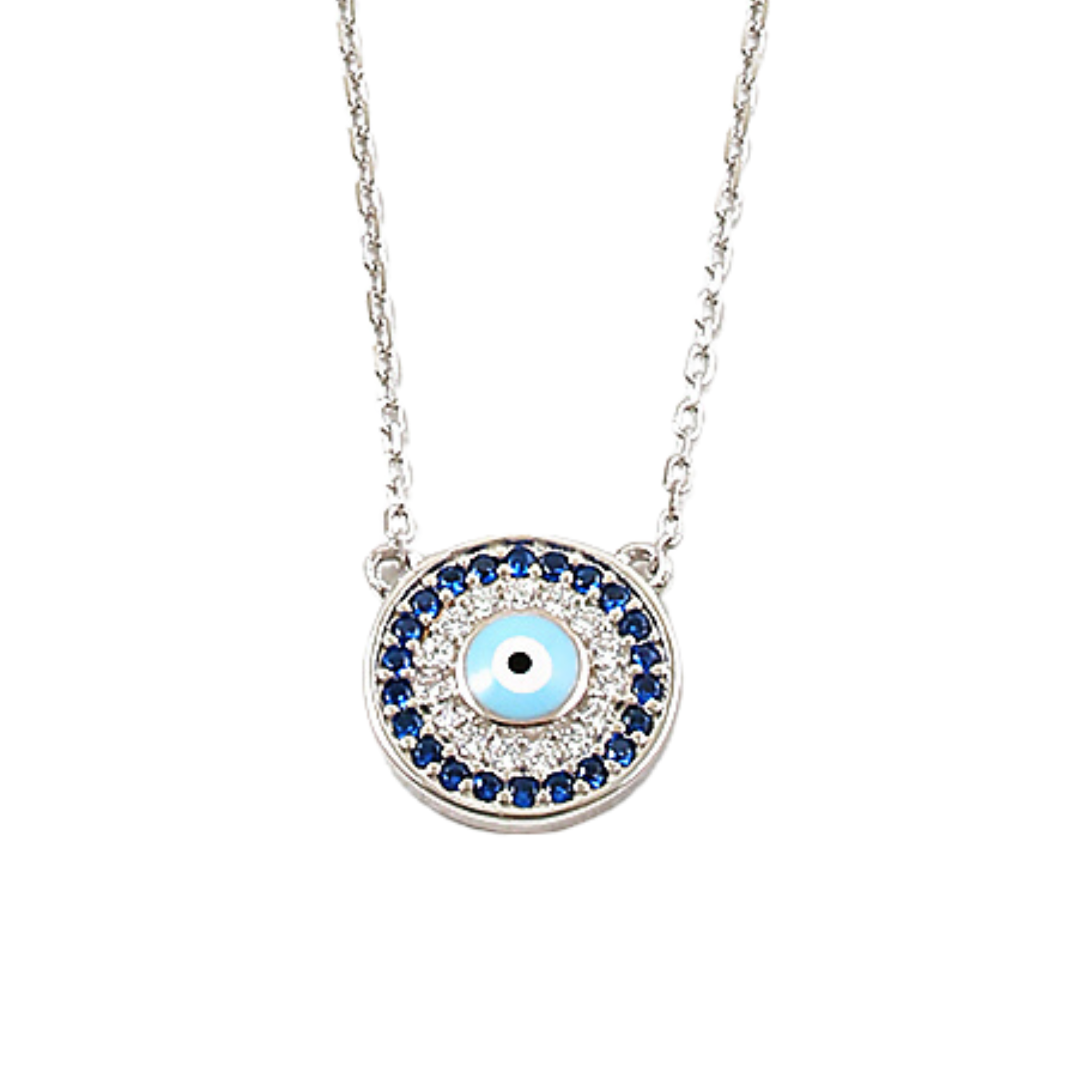 CZ Circle Evil Eye Dainty Pendant Necklace