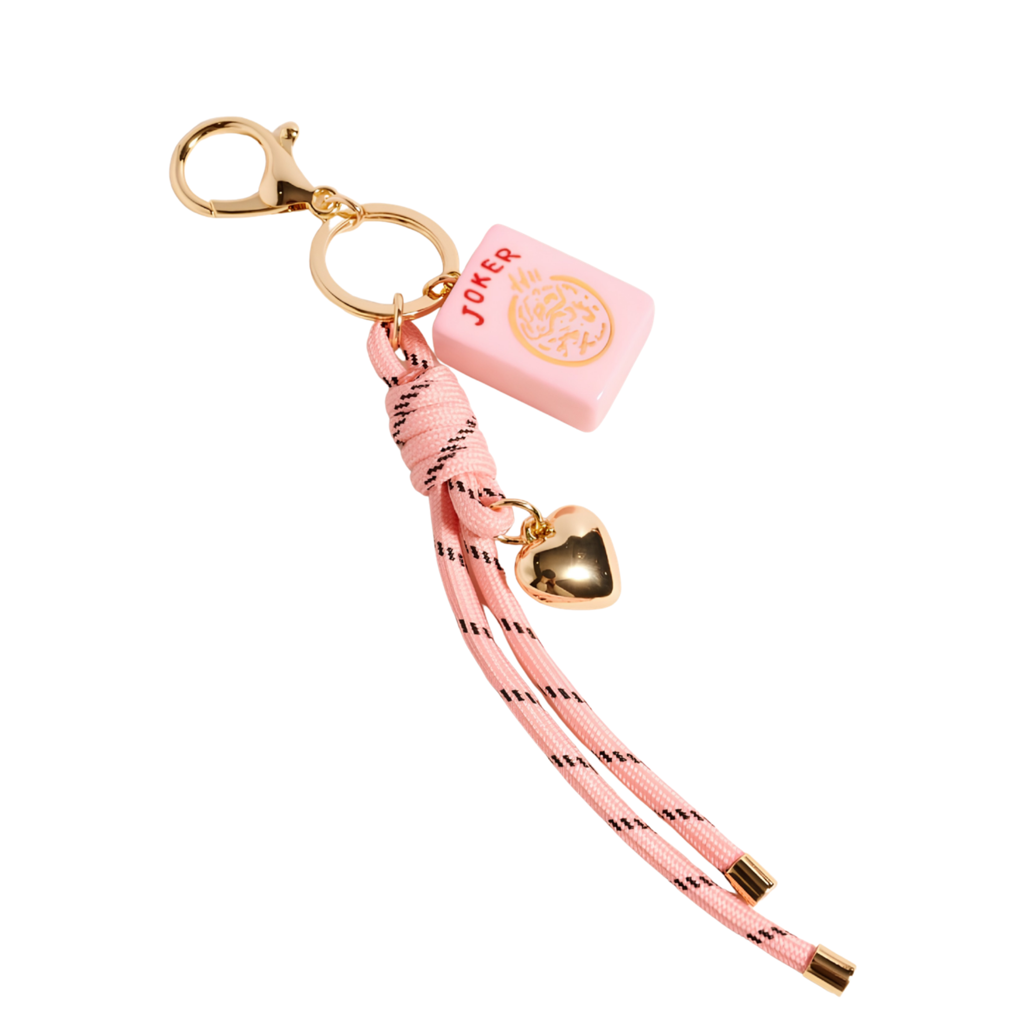Private label Mahjong tile puffy heart cord keychain with bag charm, featuring colorful Mahjong tiles and a heart-shaped design.