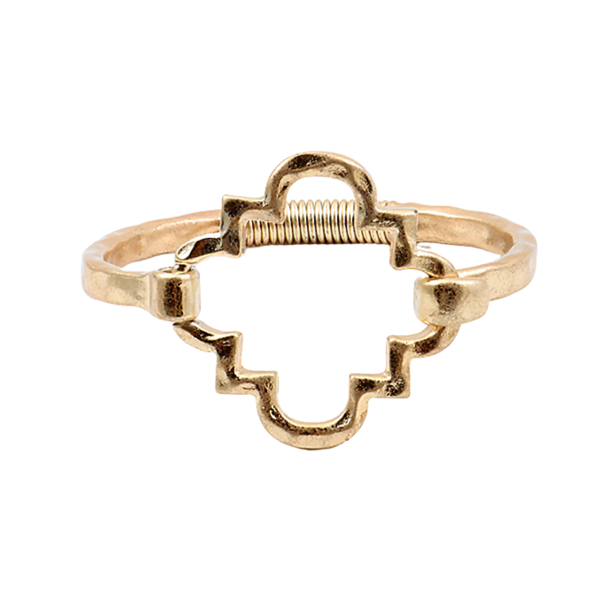 Brushed Metal Geometric Clover Cuff