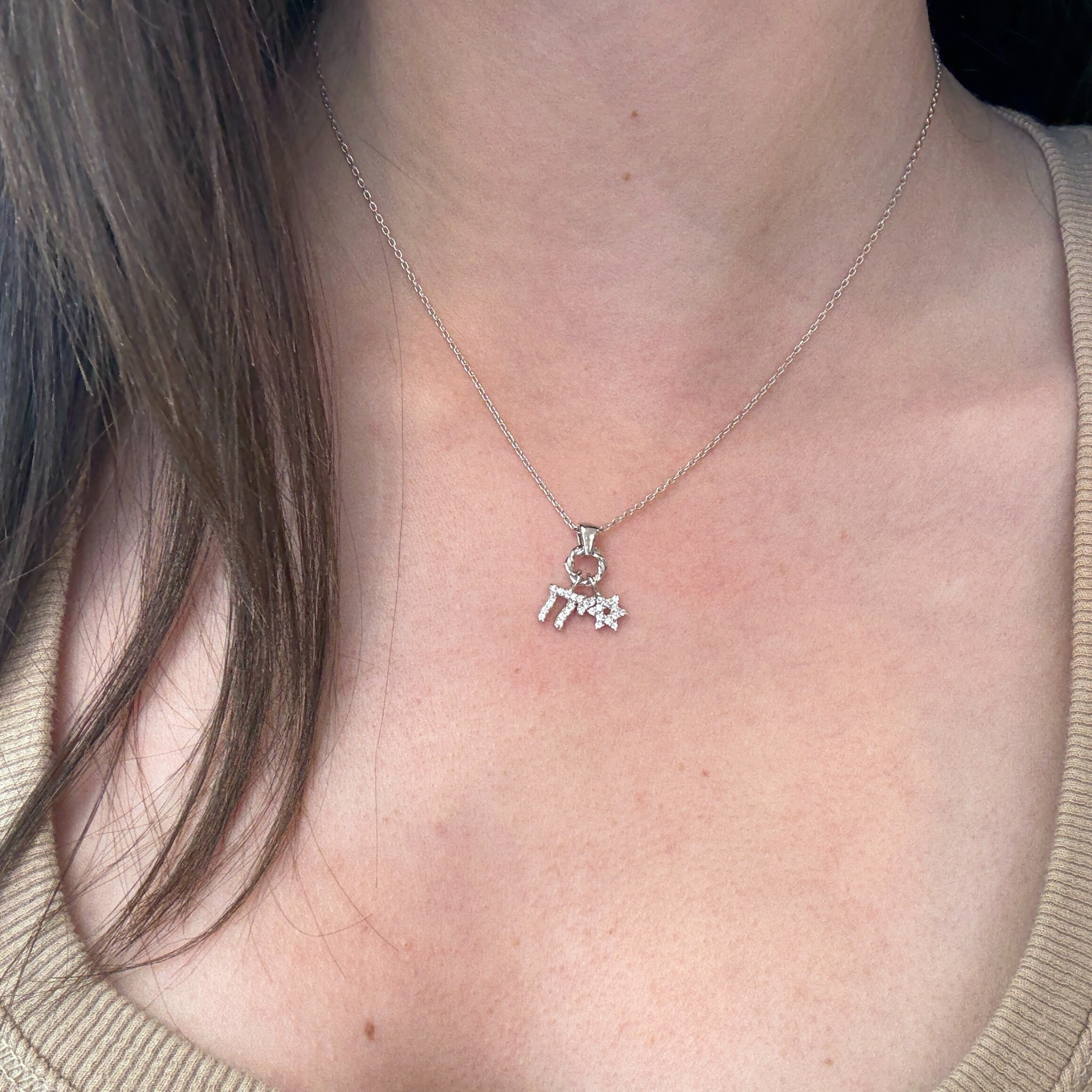 Mini Chai & Jewish Star Charm Sterling Silver Necklace