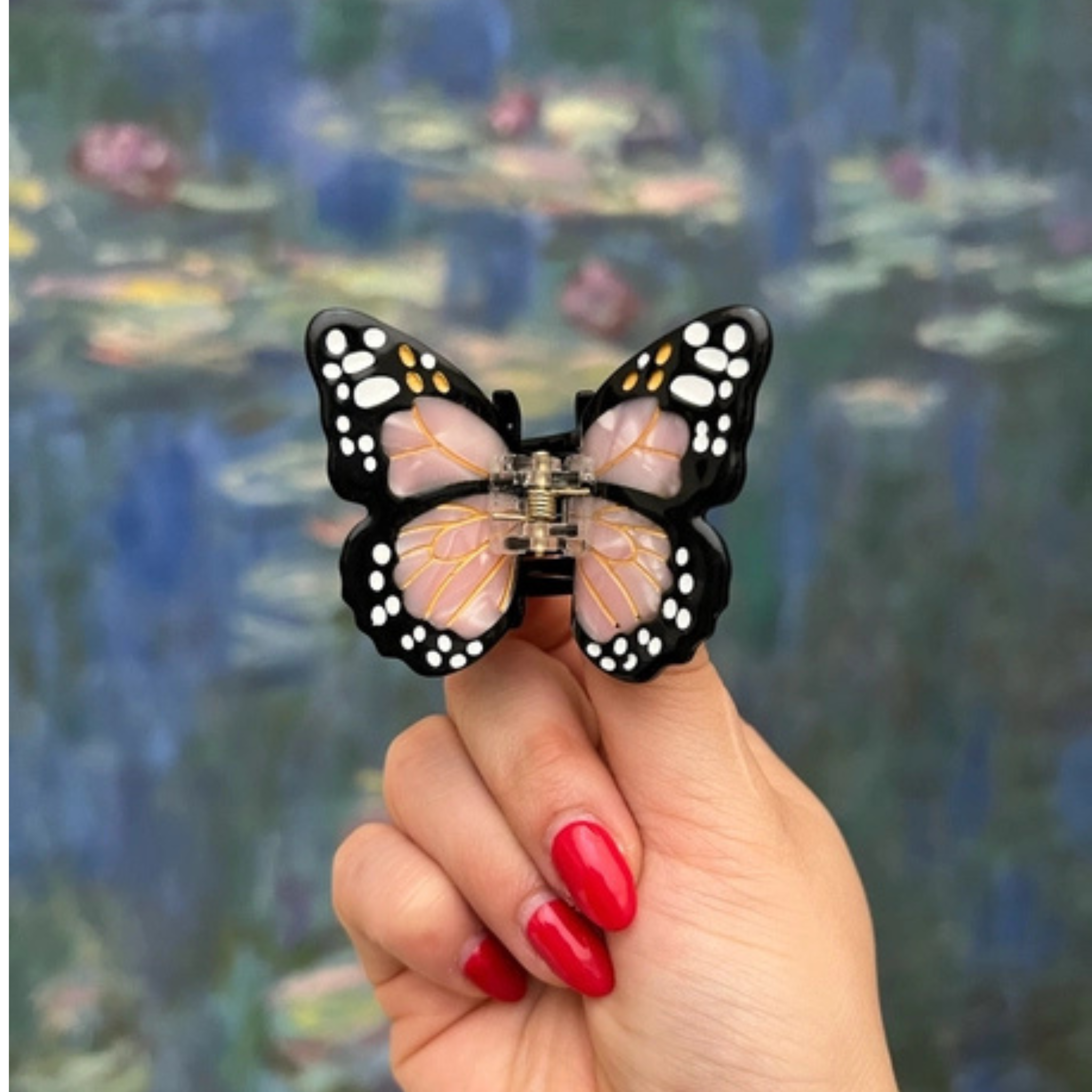 Hand-Painted Mini Monarch Claw Hair Clip | Eco-Friendly