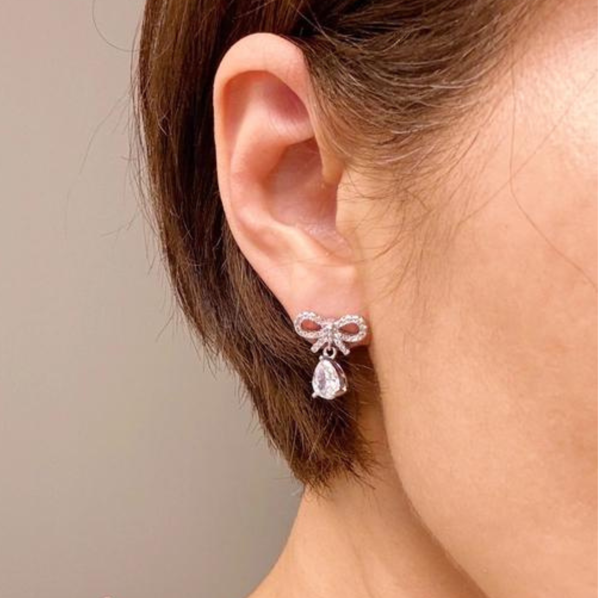 Sparkly Bow Teardrop Earrings