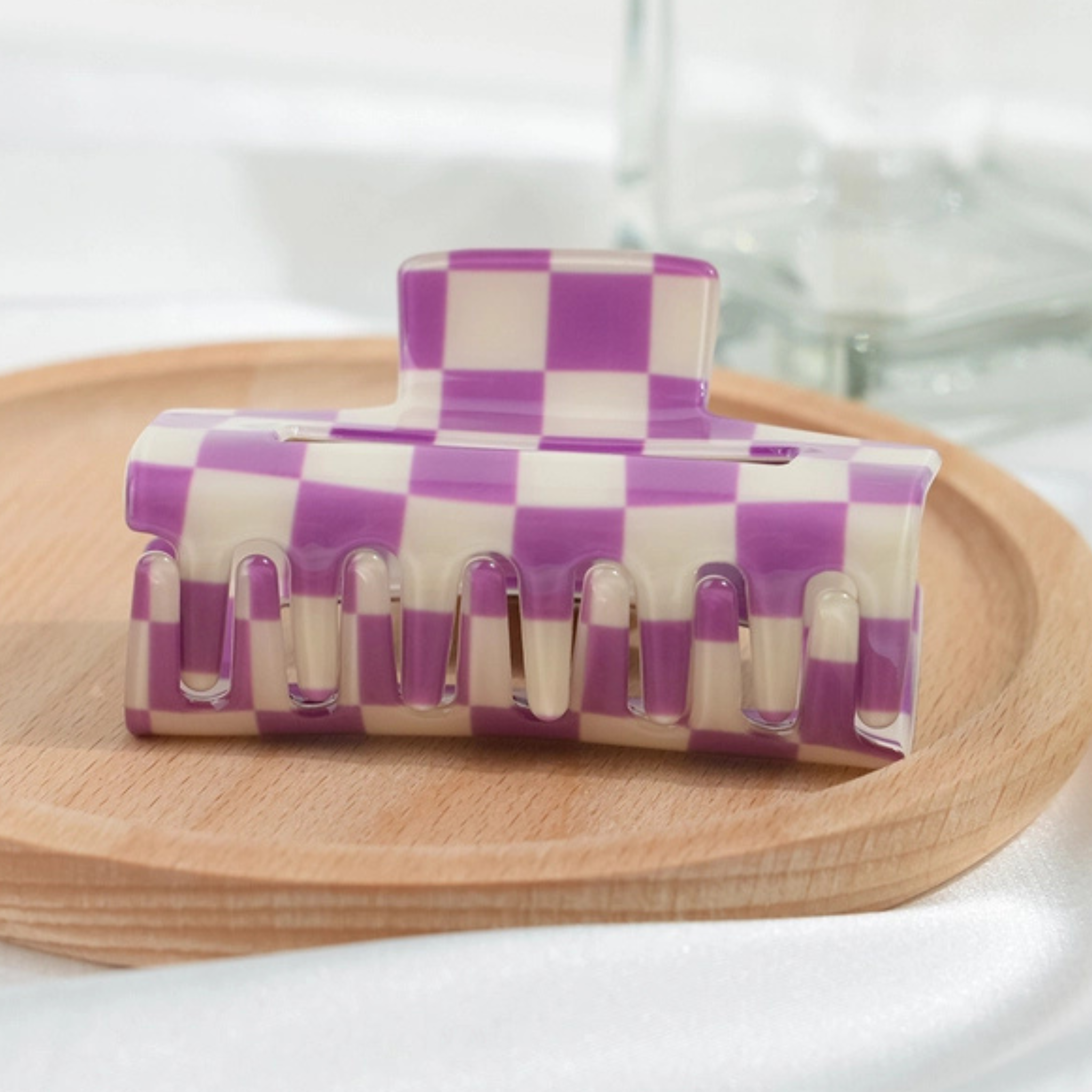 Checkerboard Square Hair Claw Clip