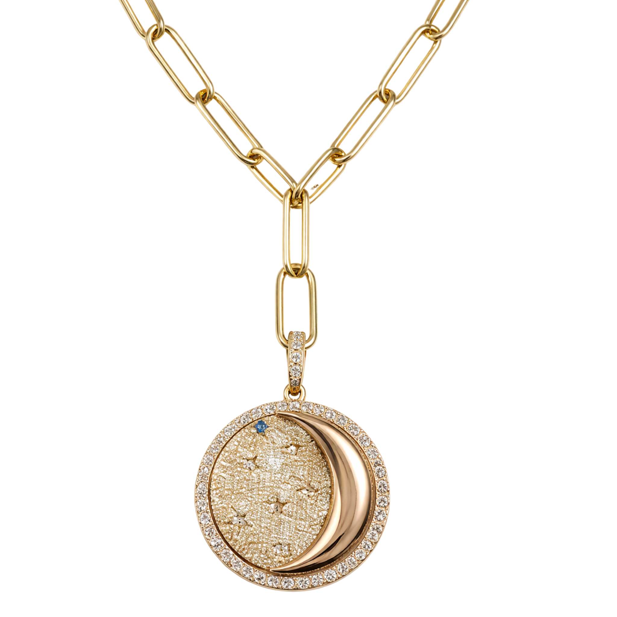 Gold lariat necklace by Melinda Maria featuring a star pendant and blue sapphire accents, elegant and stylish jewelry.