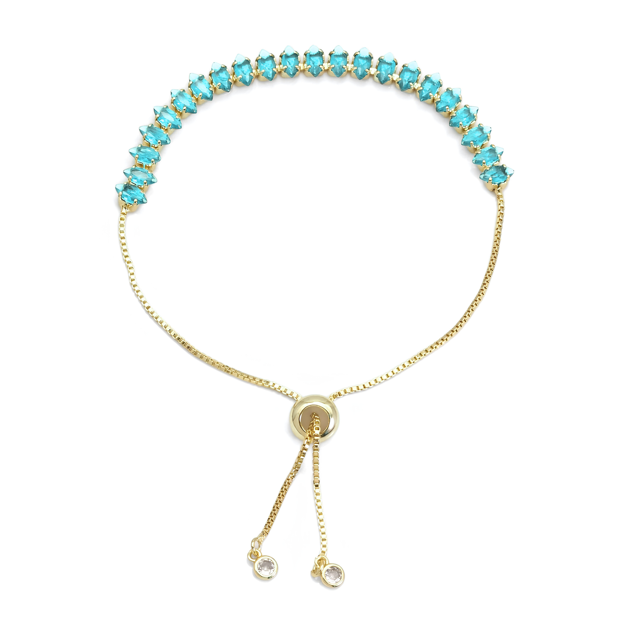 Eye Shape CZ Gold-Filled Link & Chain Bracelet