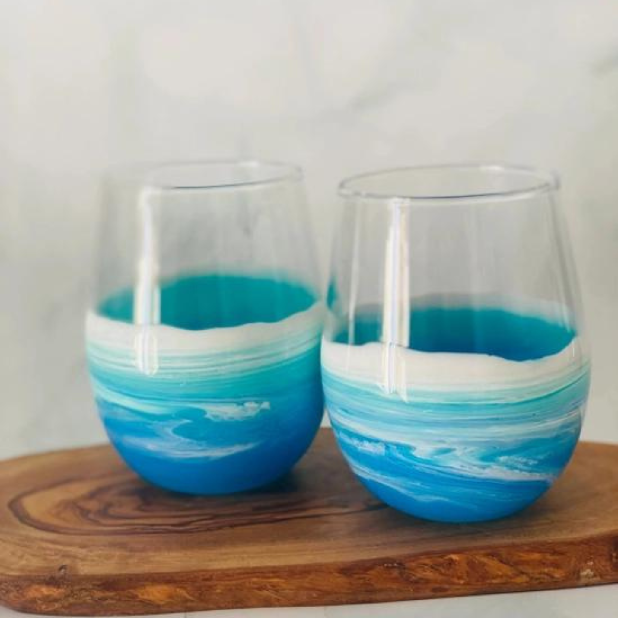 Tranquil Tide Coastal Wine Glasses - Set of 4