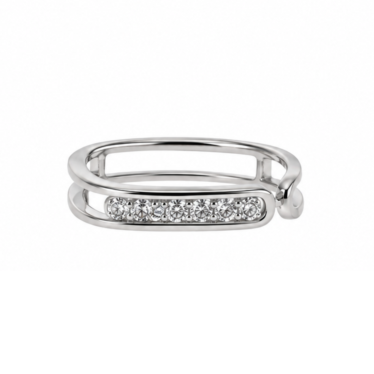 Pave Geo Open Bar Adjustable Ring
